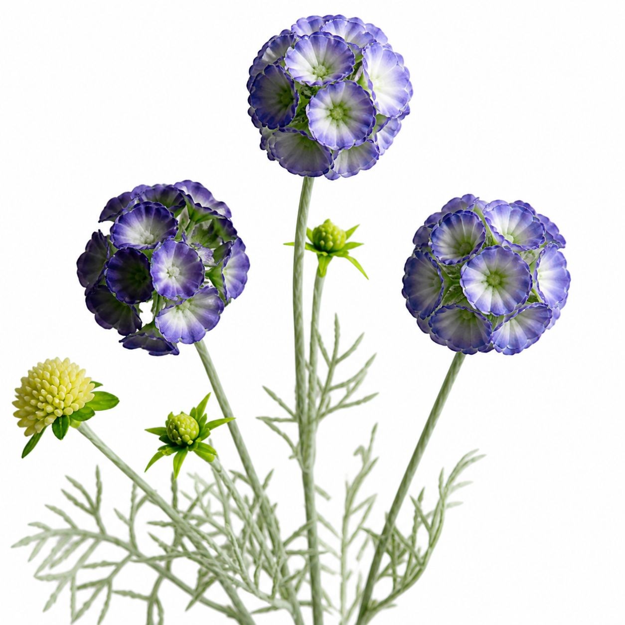 Artificial Scabiosa Flower Stems Purple Blue Faux Wildflower Cottage Floral Fill