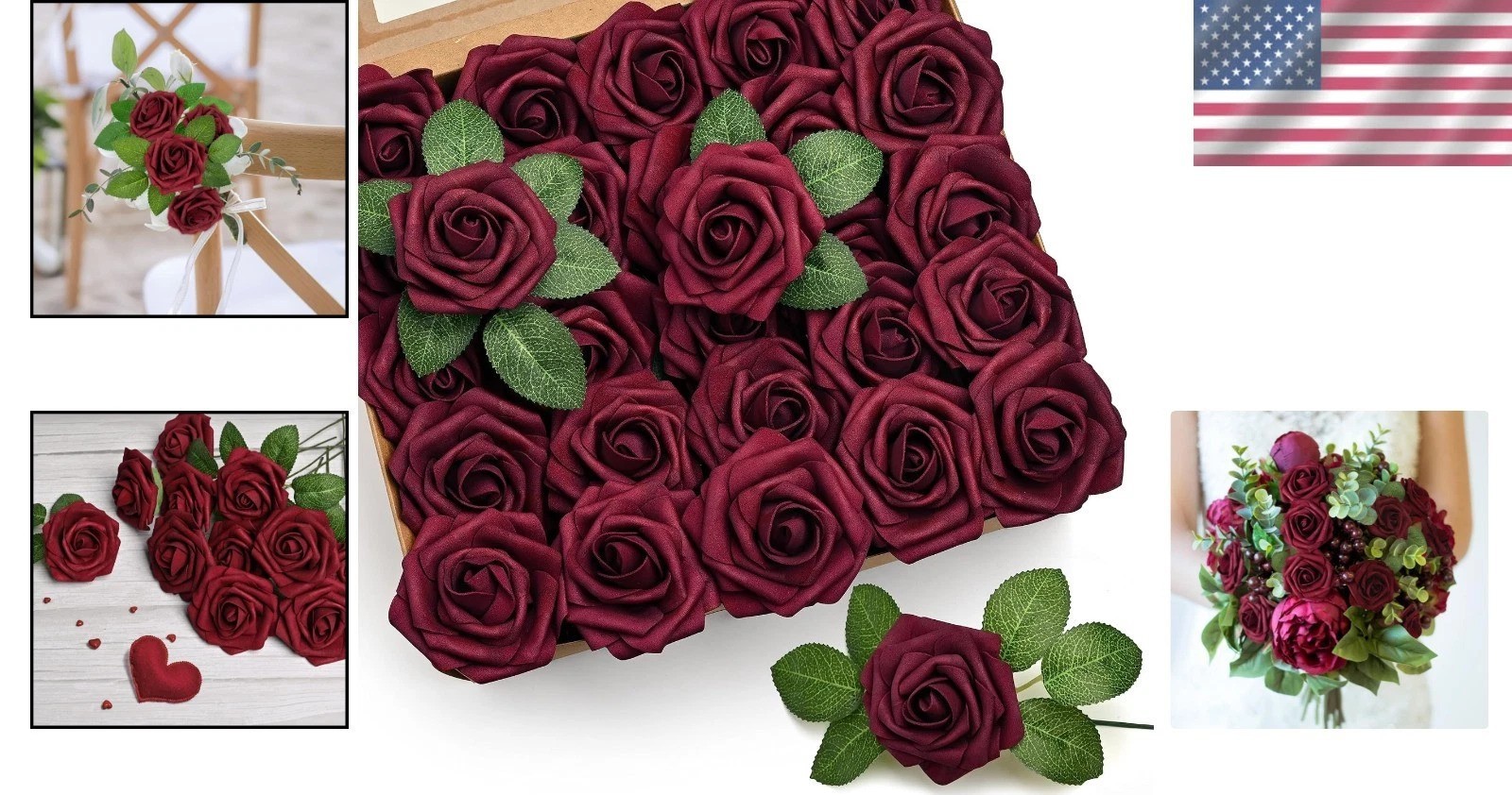 Vibrant 50Pcs Burgundy Foam Roses for Party Decor – Realistic & Elegant Touch