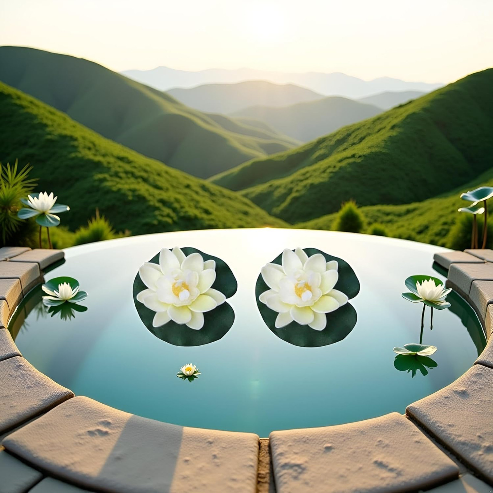 Artificial Foam Lotus Flowers with Water Lily Pads Set of 2 for Ponds Pools