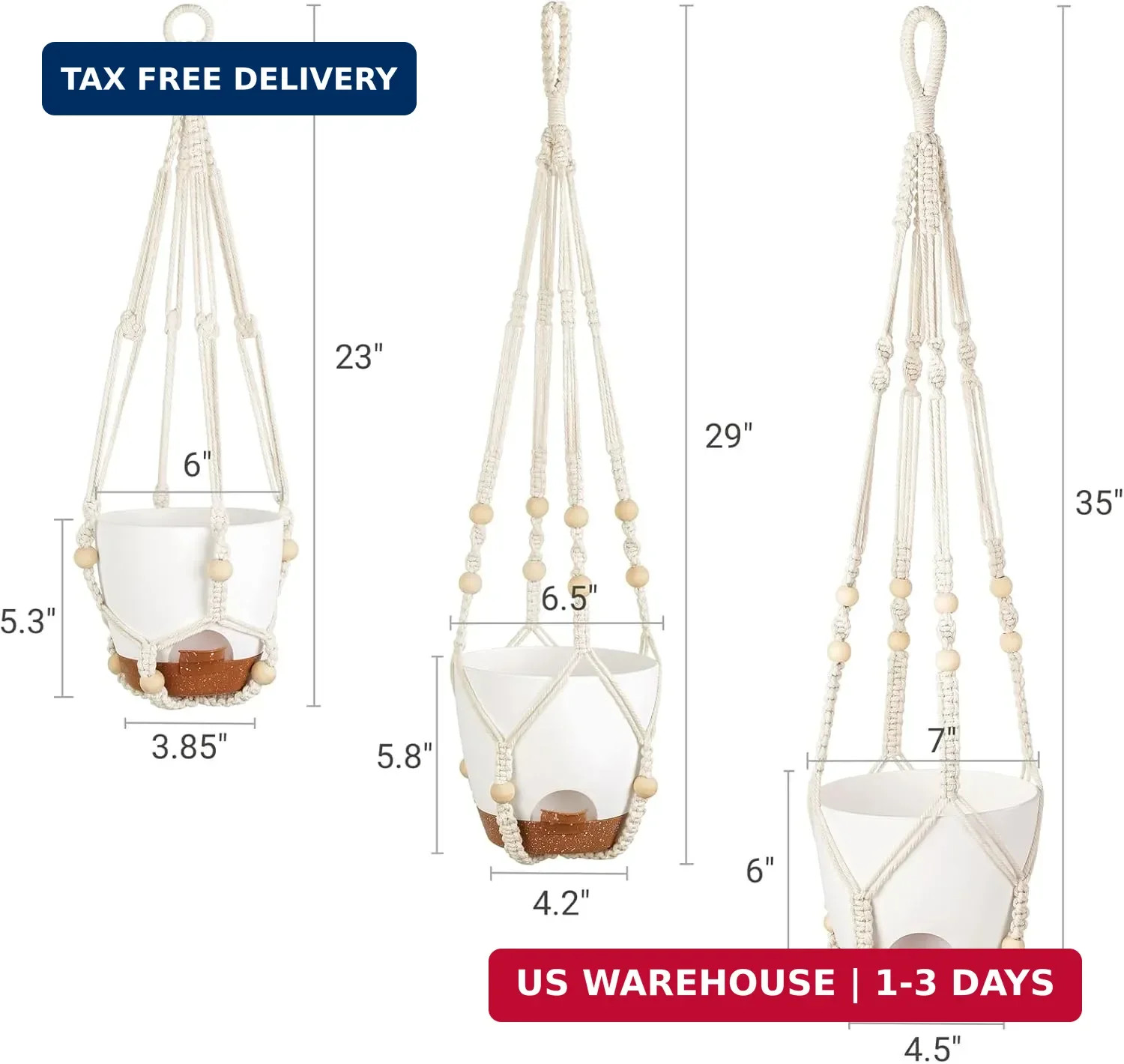 Mkono 3 Pack Hanging Planters for Indoor Plants with Self Watering, Outdoor Hang
