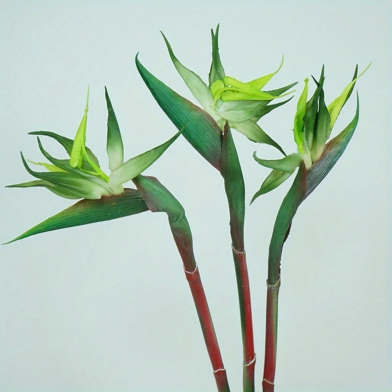 3pcs Artificial Bird Of Paradise Flowers Rubber Strelitzia 24.5” Long Stem Flow
