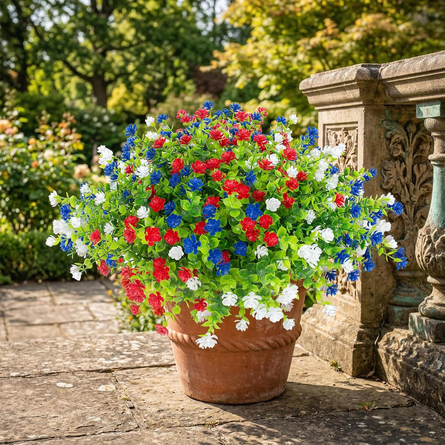 12 Pcs Artificial Flowers Outdoor, Faux Artificial Plants UV Resistant Plastic P