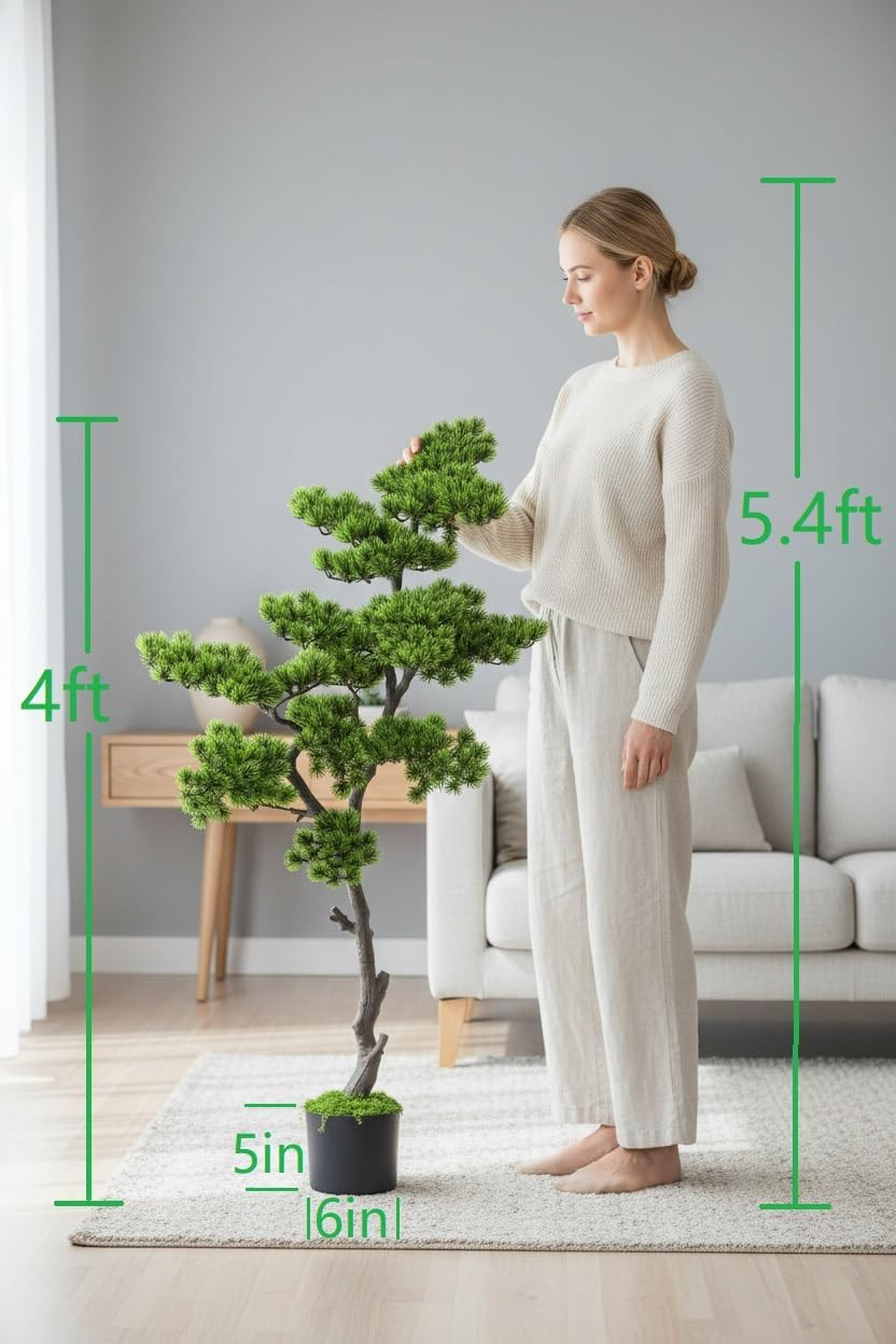 4FT Artificial Bonsai Tree Large Faux Plants Indoor Fake Tall Realistic 48 Inch