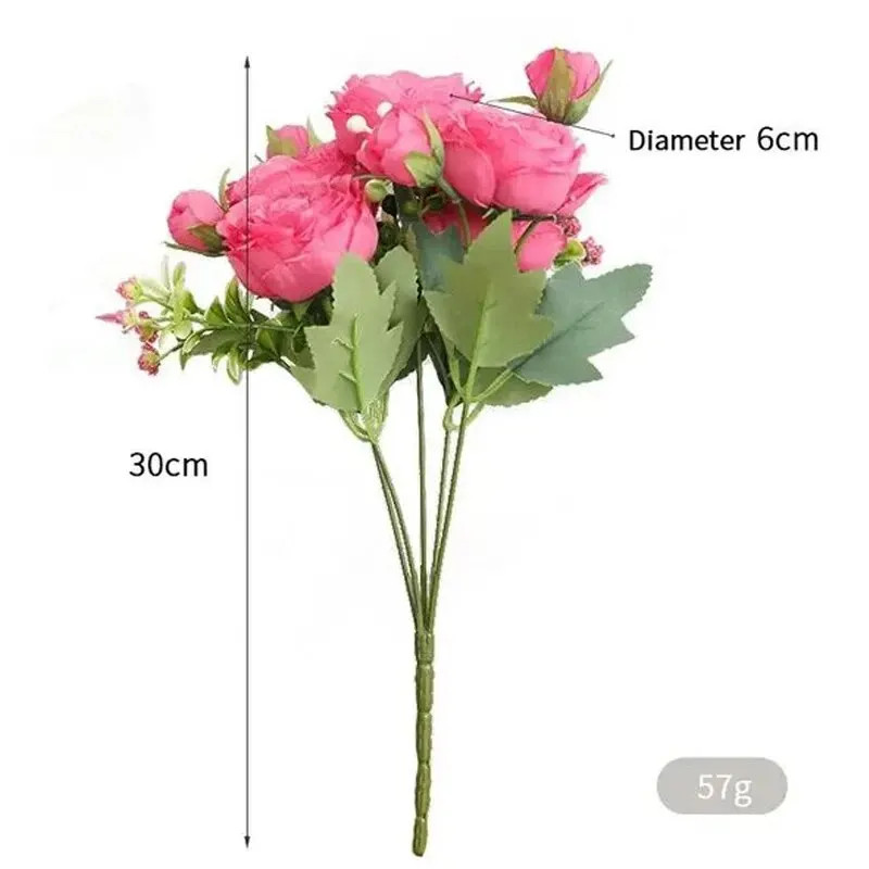 30cm 5 Heads 4 Buds Rose Peony Bouquet Wedding Home Decor Artificial Flowers HOT