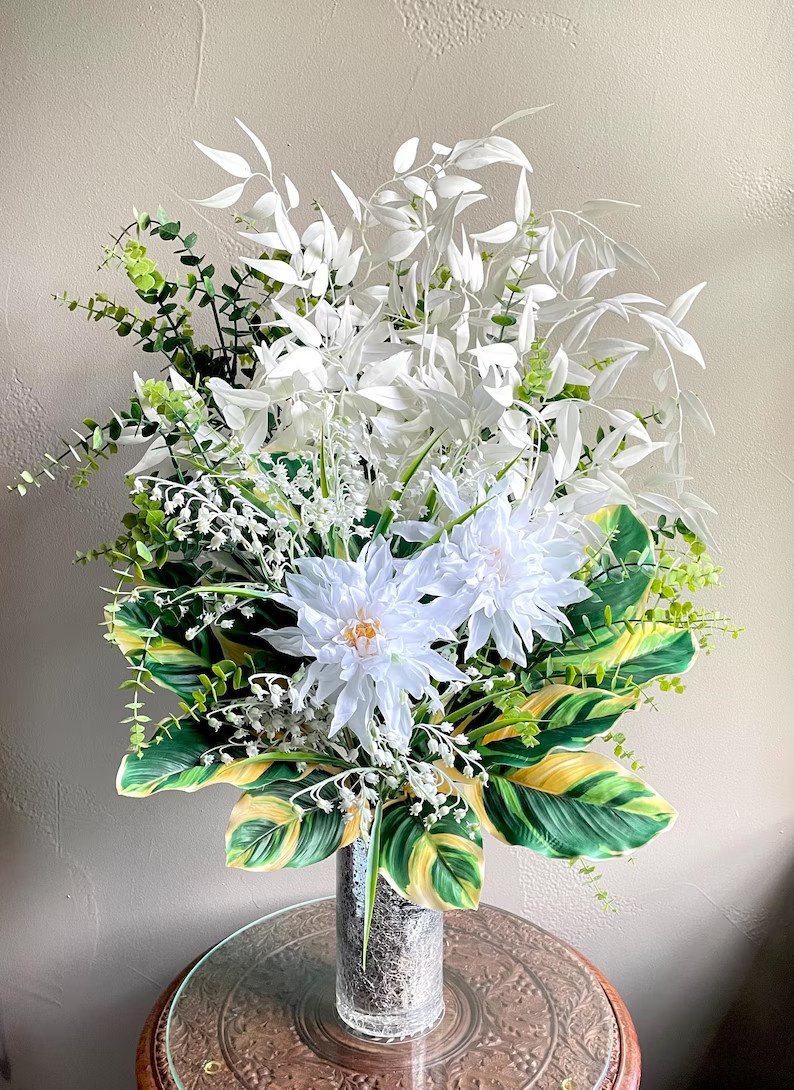 Fancy Tropical White Centerpiece Oasis Living Dining Room Decor Bedroom Accent