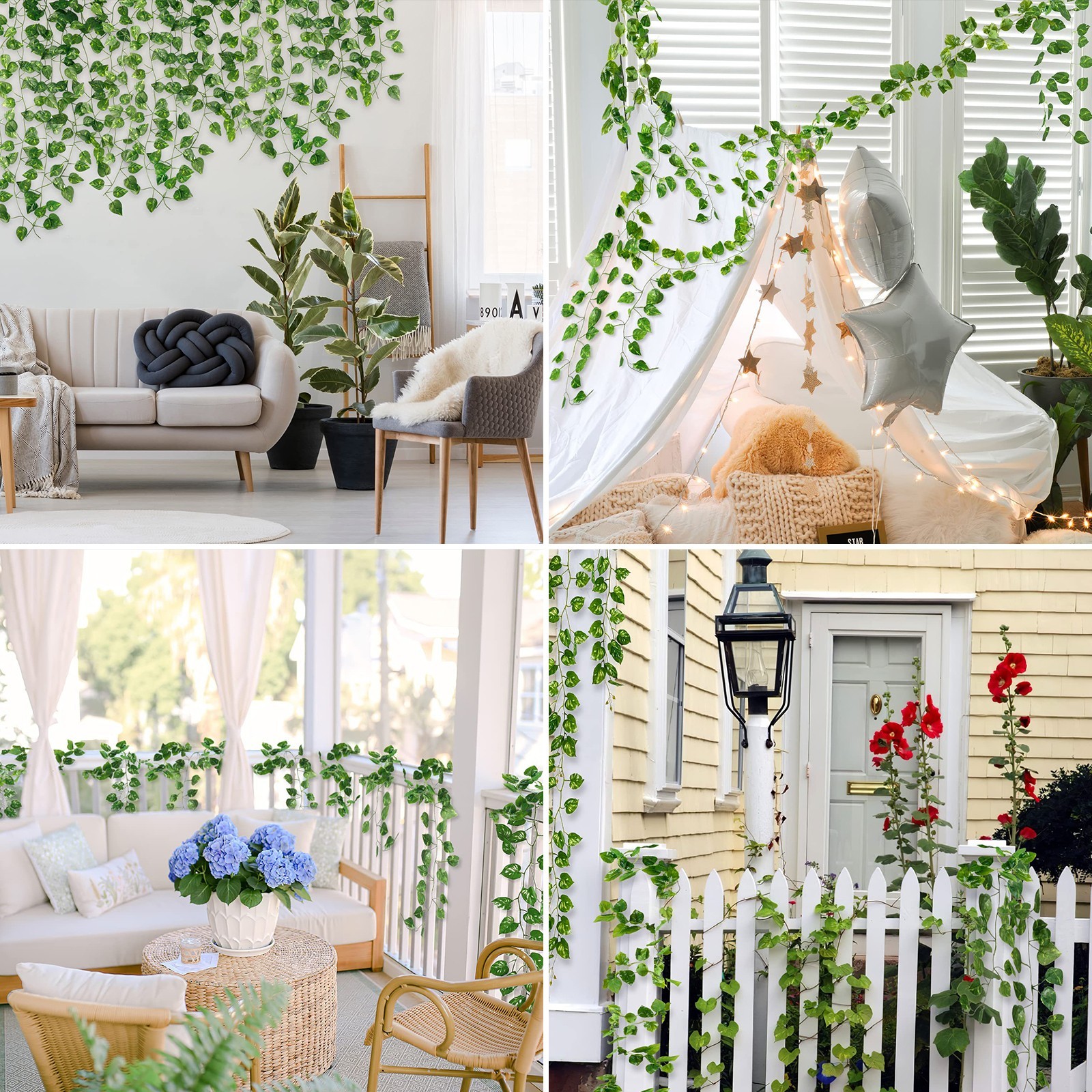 Artificial Ivy Garland 12pcs Fake Vines Hanging Greenery for Home Garden Wedding