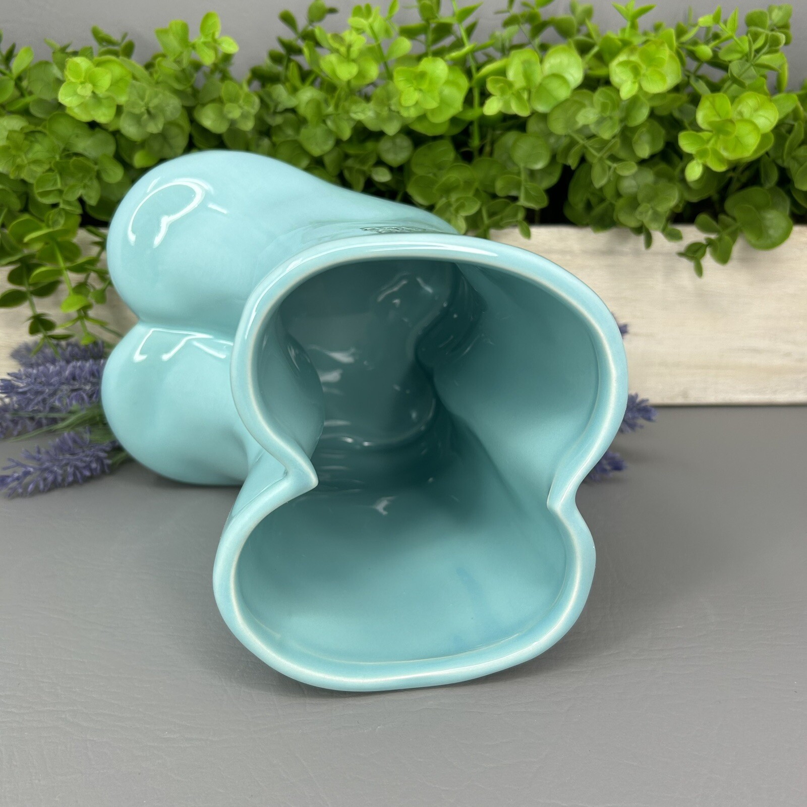 Rae Dunn Rain Boots Herb Planter Ceramic FRESH HERBS Garden Decor ~ Aqua ~ 7″