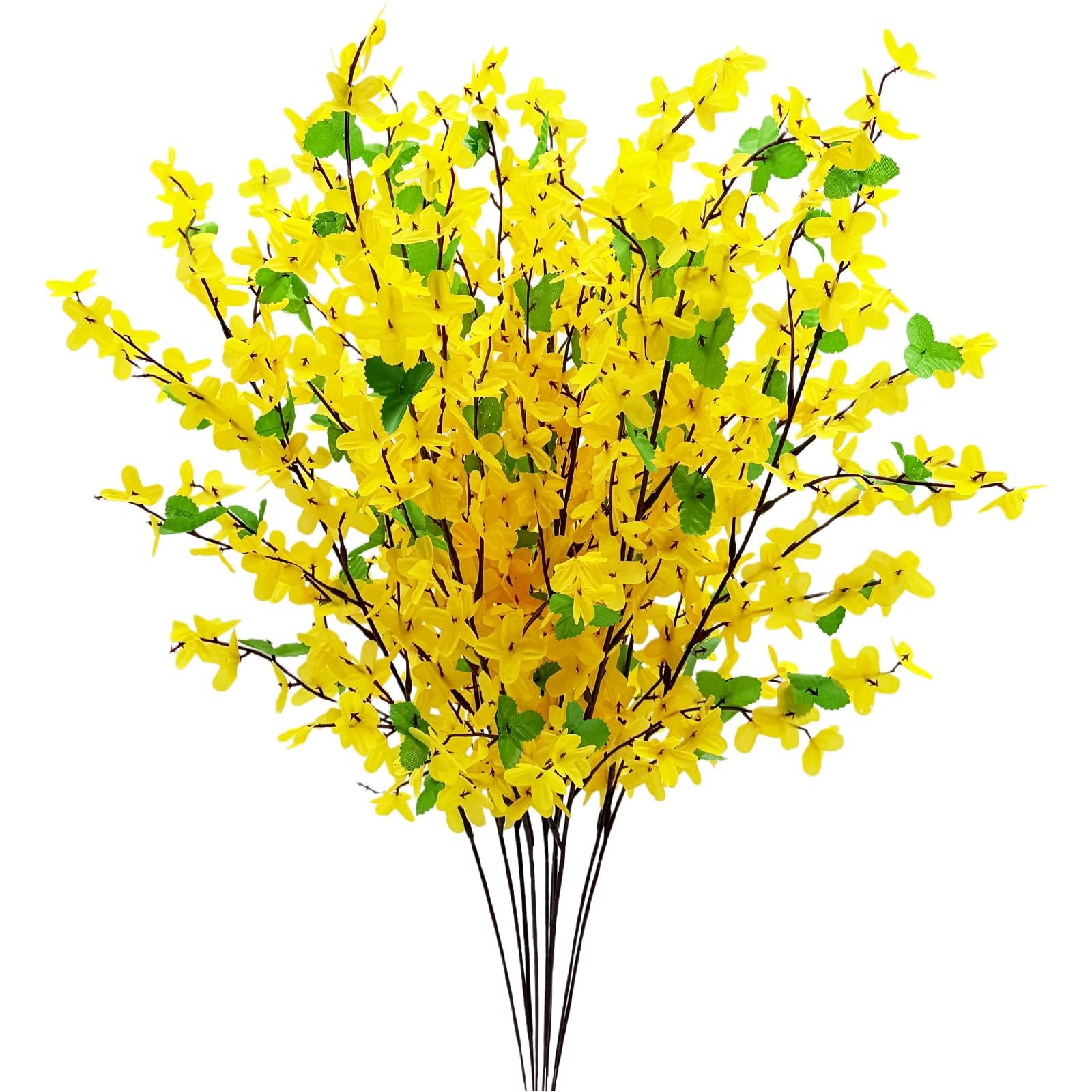 10PCS Artificial Forsythia Flowers Fake Forsythia Stem 25.5″ Silk Yellow Wint…