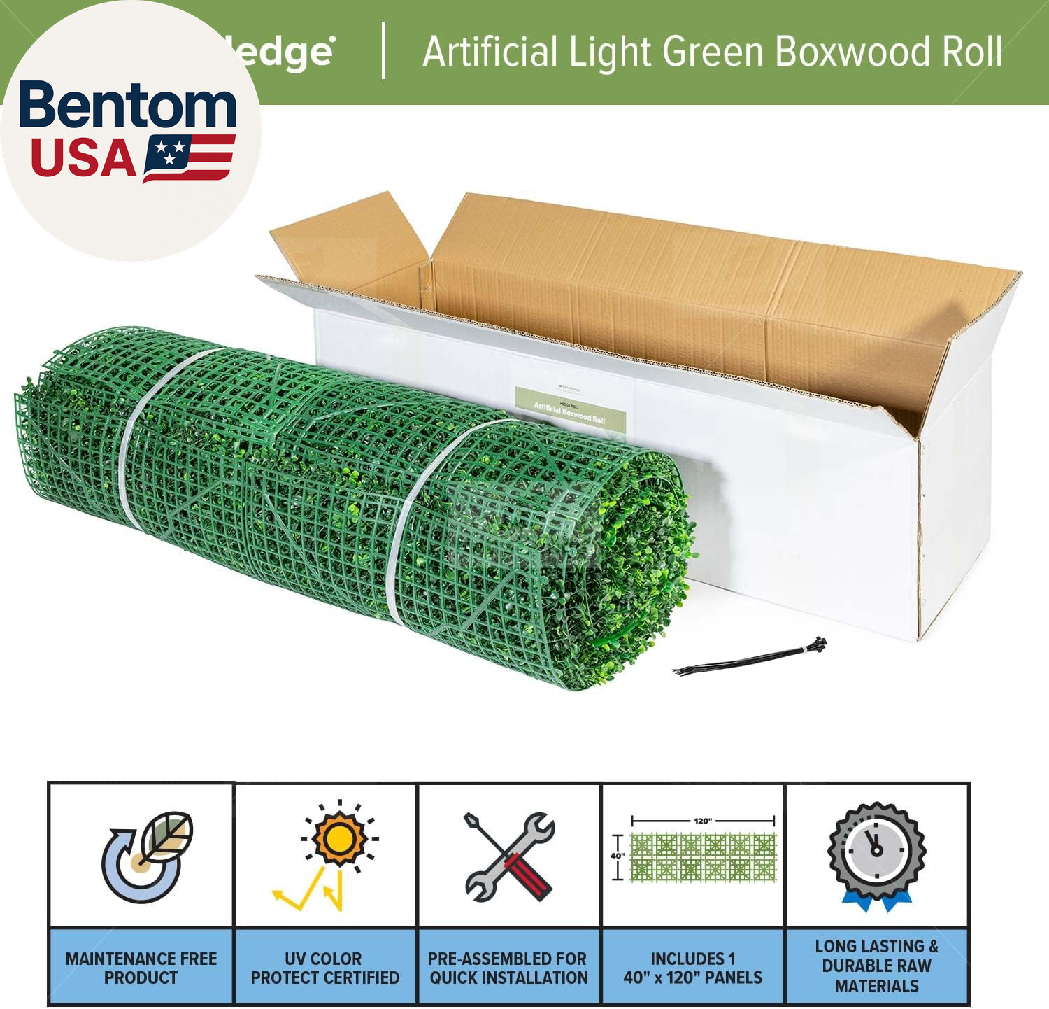 (33Sqft) Artificial Light Green Grass Wall Decor, Hedge Leaf Boxwood Roll Panels