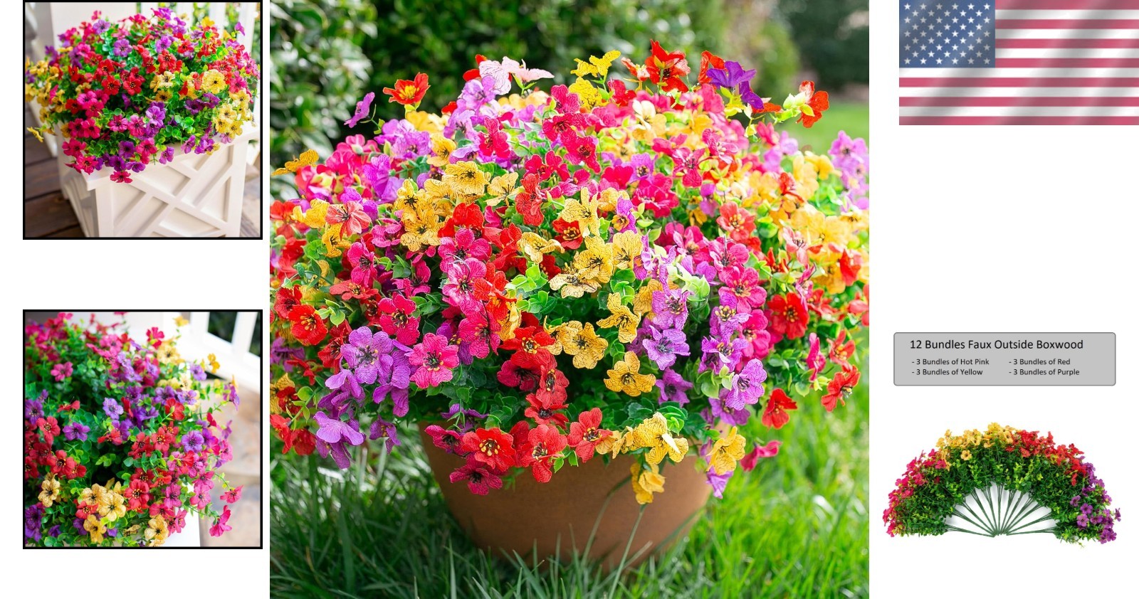 Colorful Faux Daisy Flower Bundles with Eucalyptus – Perfect for Outdoor Spaces