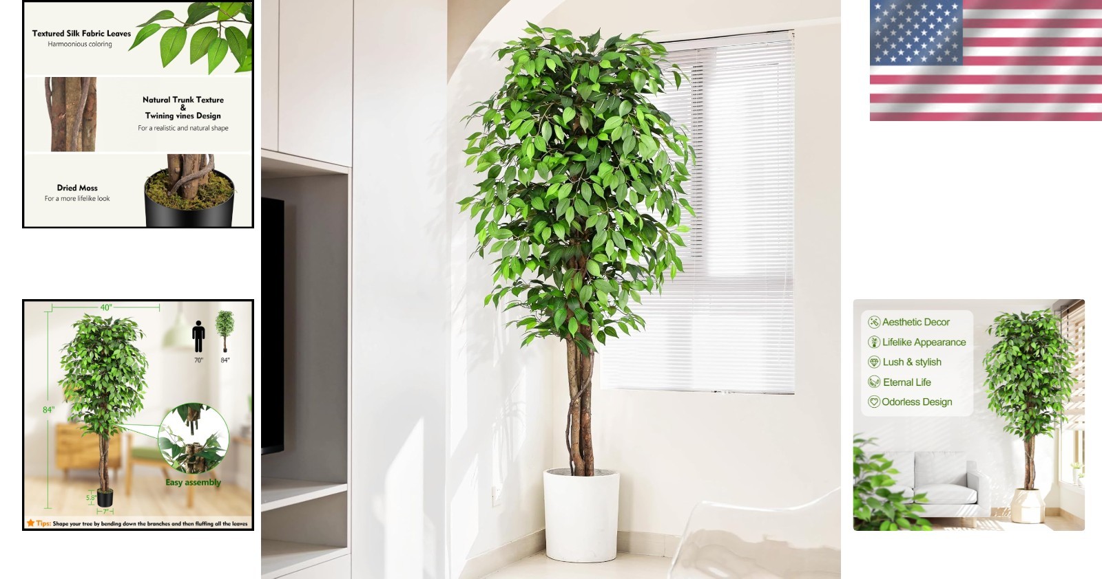 Large 7ft Ficus Tree for Home Decor=