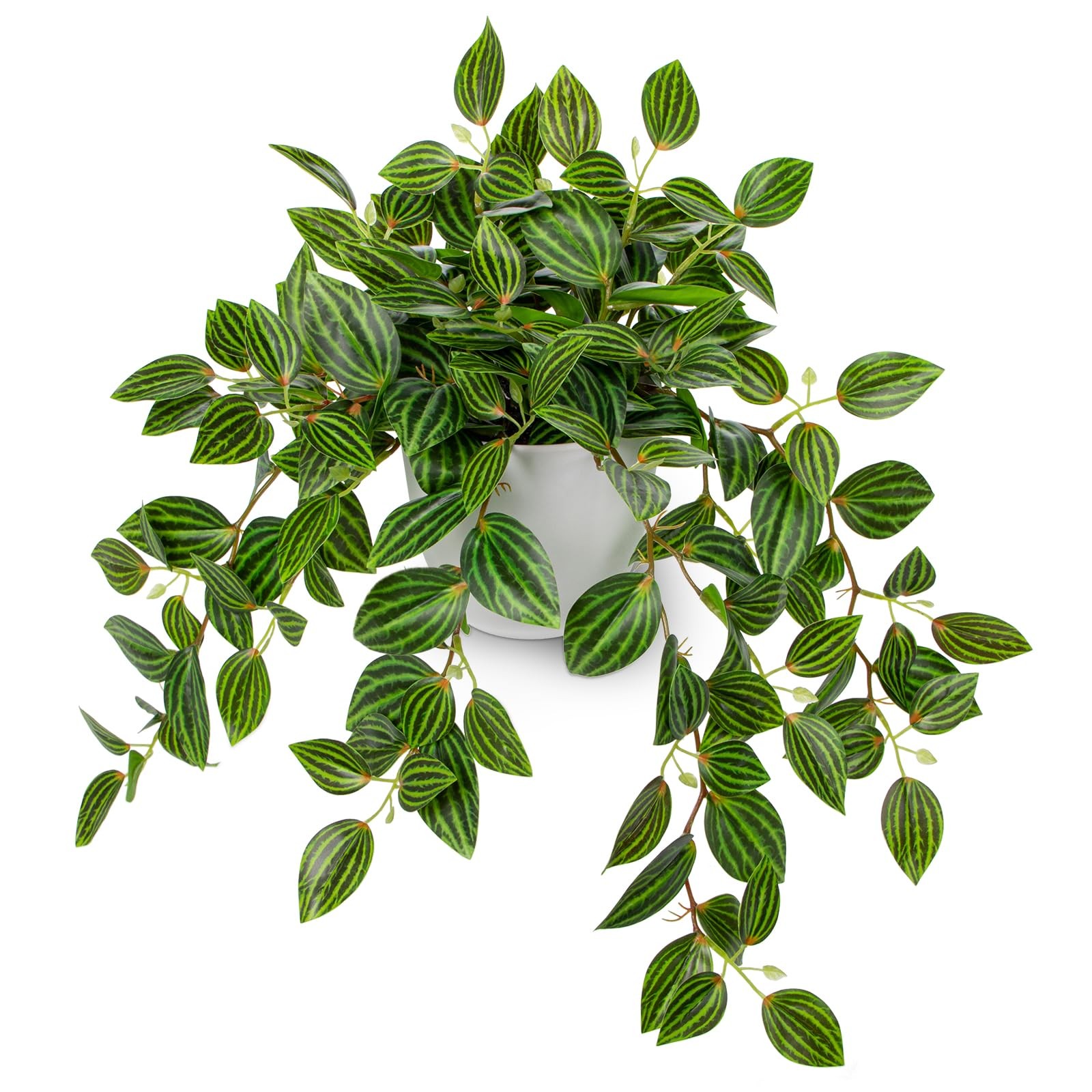 Artificial Potted Plant Indoor, 17.7″ Faux Watermelon Peperomia Trailing Plan…