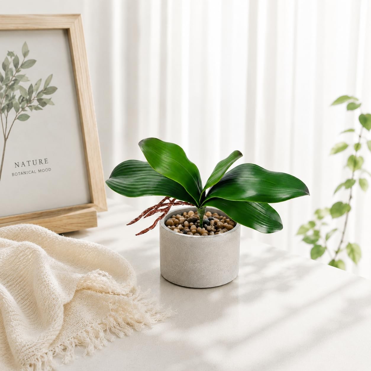 Fake Orchids 3 Pack Artificial Orchid Leaves Faux Greenery Stems for Vase She…