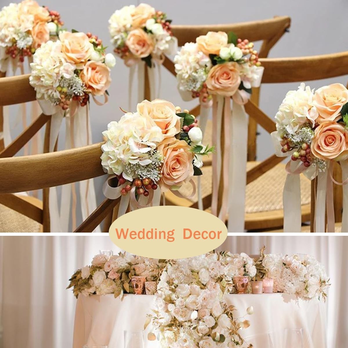Hydrangea Artificial Flowers, 20 Pcs Champagne Hydrangea Artificial Flowers B…