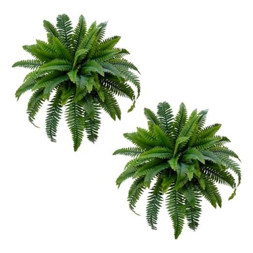 Artificial Boston Fern 2 Set Large 55 Branches Fake Ferns for 35″ 2pcs