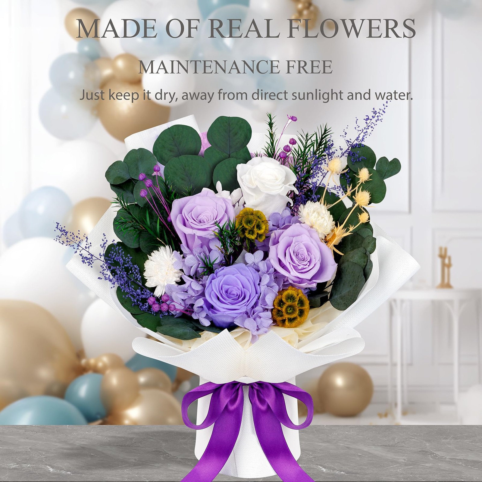 4 Roses Mixed Bouquet for Mother’s Day, Flowers for Delivery, Preserved Flowe…