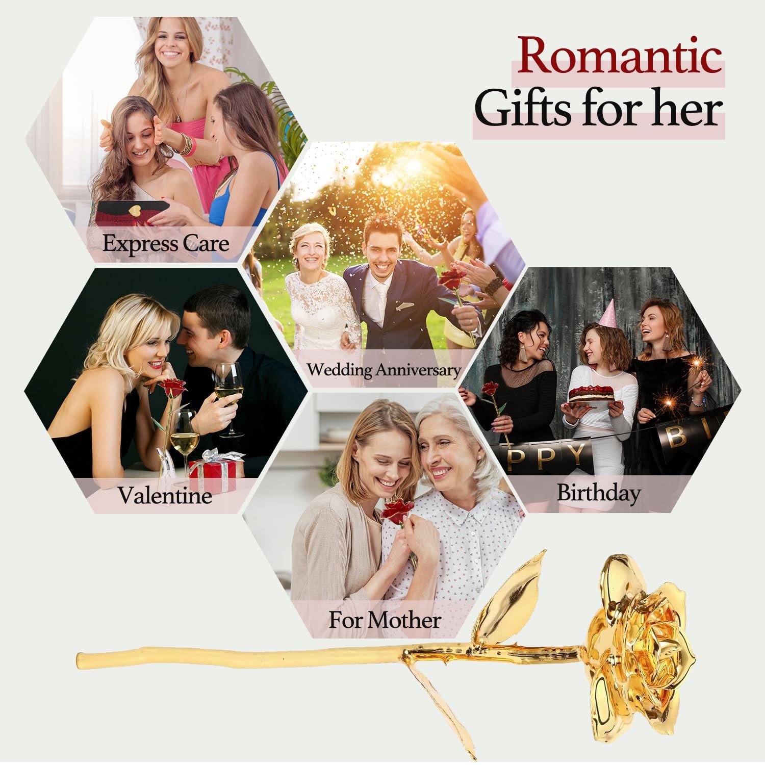 Easegain Gold Dipped Rose 24k Red Gold Plated Rose – Everlasting Long Stem Re…