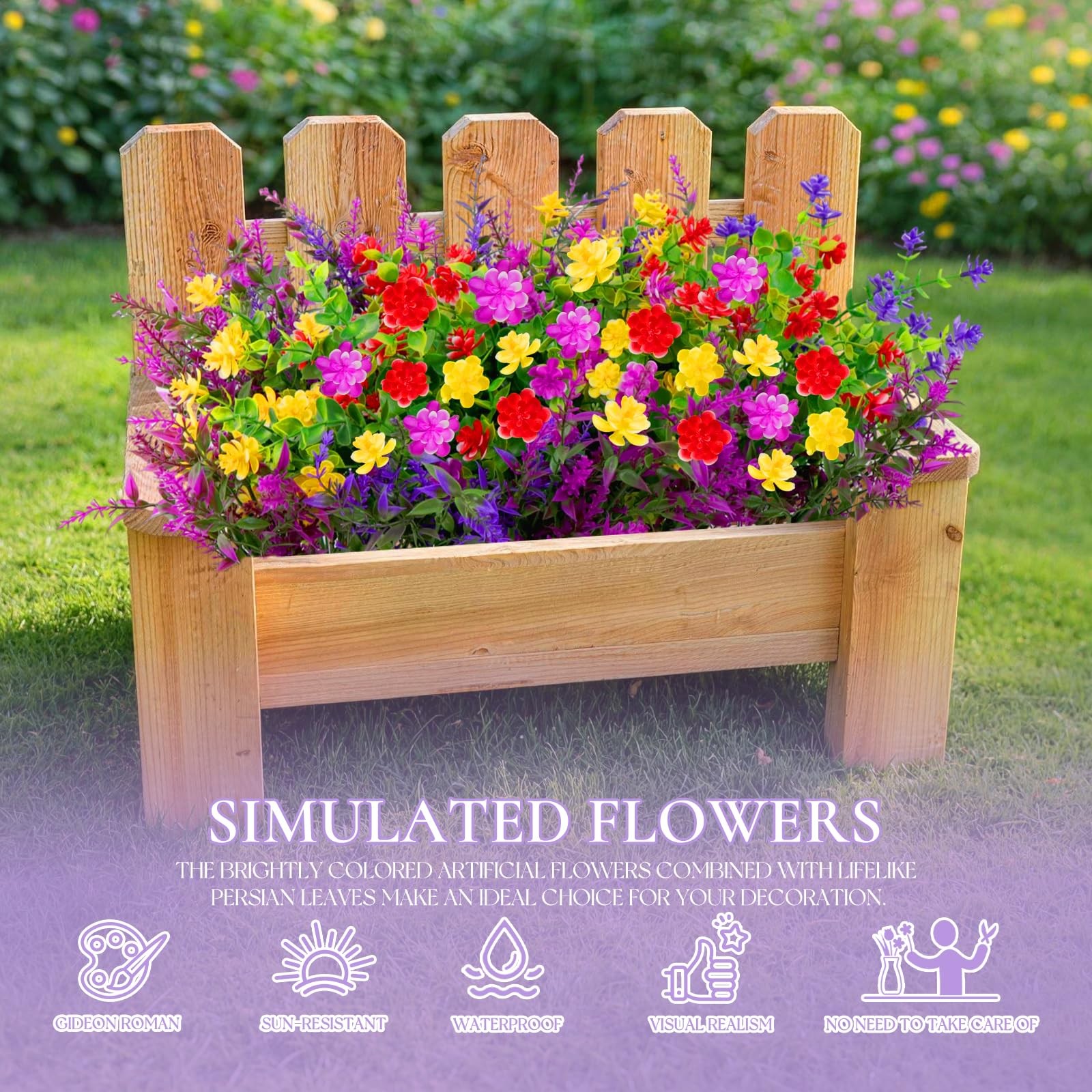 Best 24 Bundles UV Resistant Artificial Outdoor Flowers, Fake Flowers Bulk for