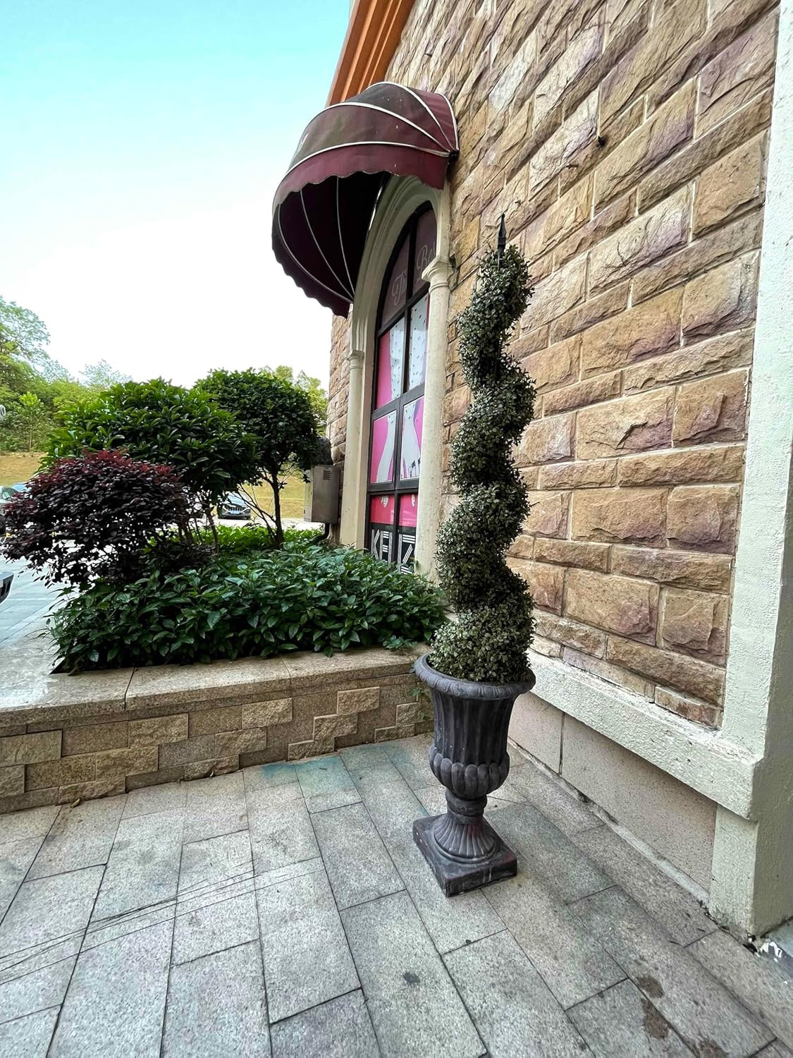Set of 2 – 48” Spiral Artificial Topiary Trees for Outdoor Decor