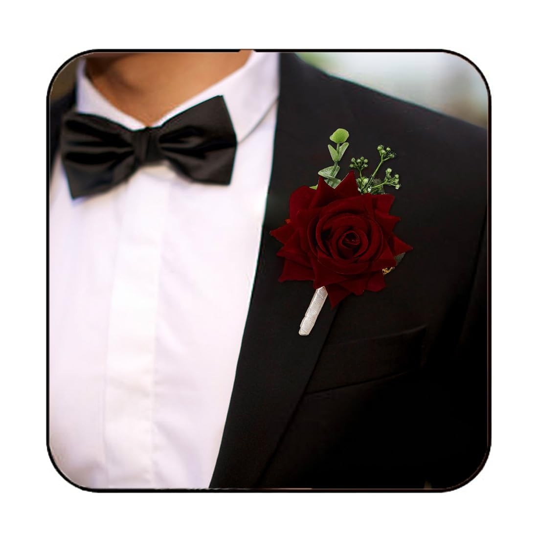 Groom Wedding Boutonniere Rose Flower Buttonhole Prom Suit Accessory