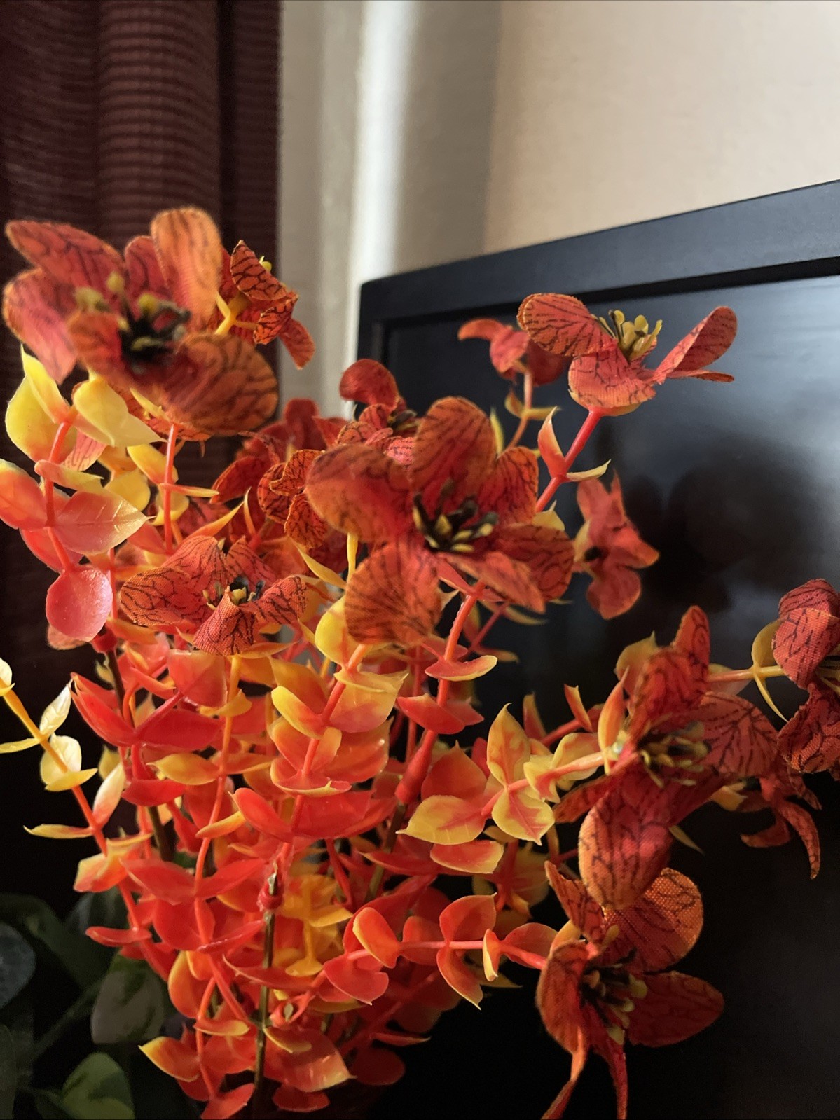 Orange Autumn Artificial Stems Decoration Floral Arrangement Brighten Room