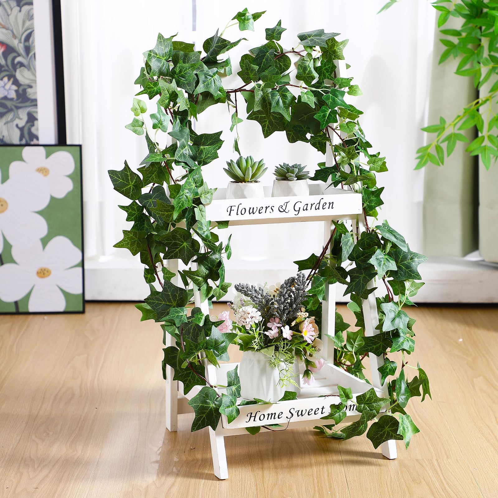 6 Strands Artificial Ivy Vines Garland 426″ Wedding Silk Ivy Garland with Gre…