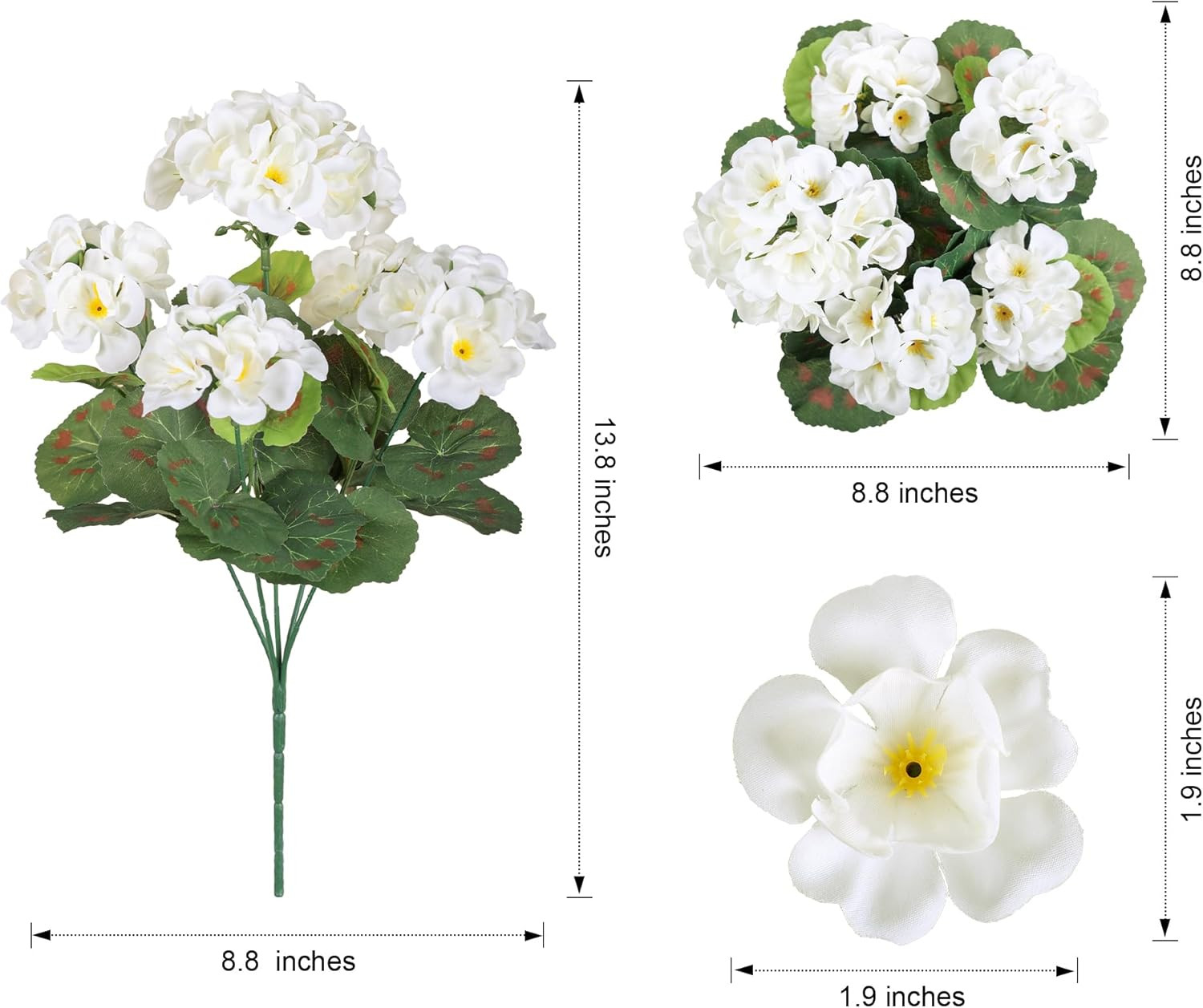 Artificial Geranium Fake Flowers for Outdoors Decoration, 6 Bundles Silk Geraniu