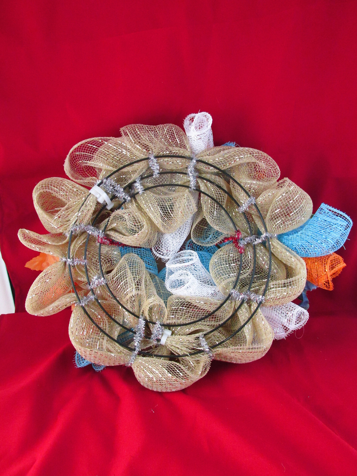 Fall Bubble and Woodland Cruffle Curl Deco Mesh Ribbon Wreath