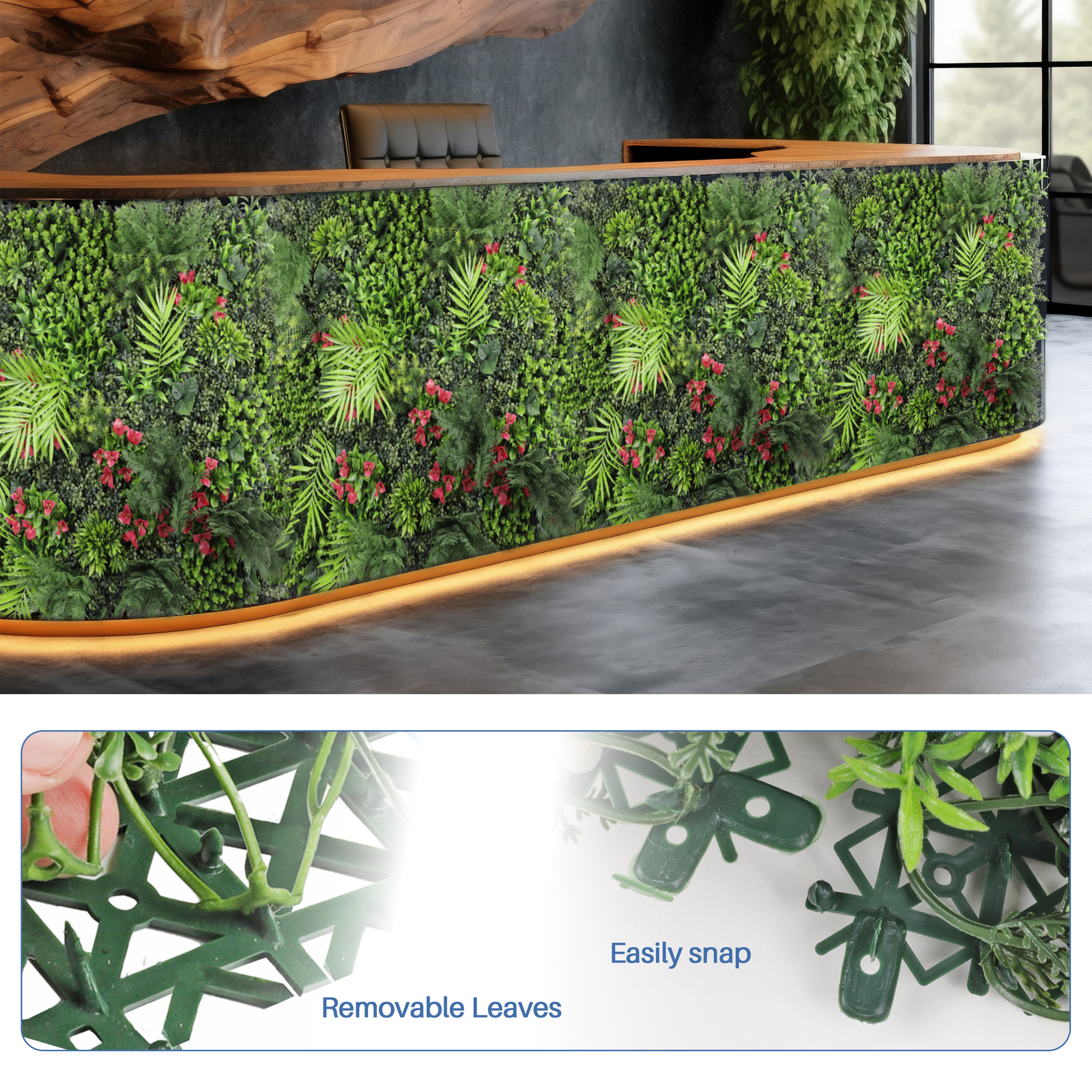 40×40″ Artificial Plants Mats 3D Mixed Greenery Boxwood Wall Hedge Decor Panel