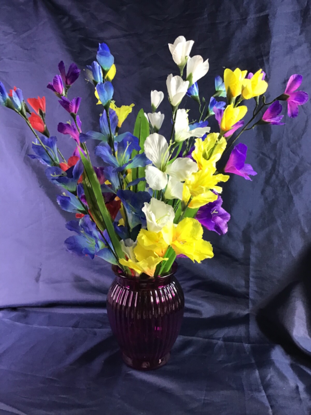 Glorious Multicolor Gladiolus Large Magenta Vase Flower Arrangement