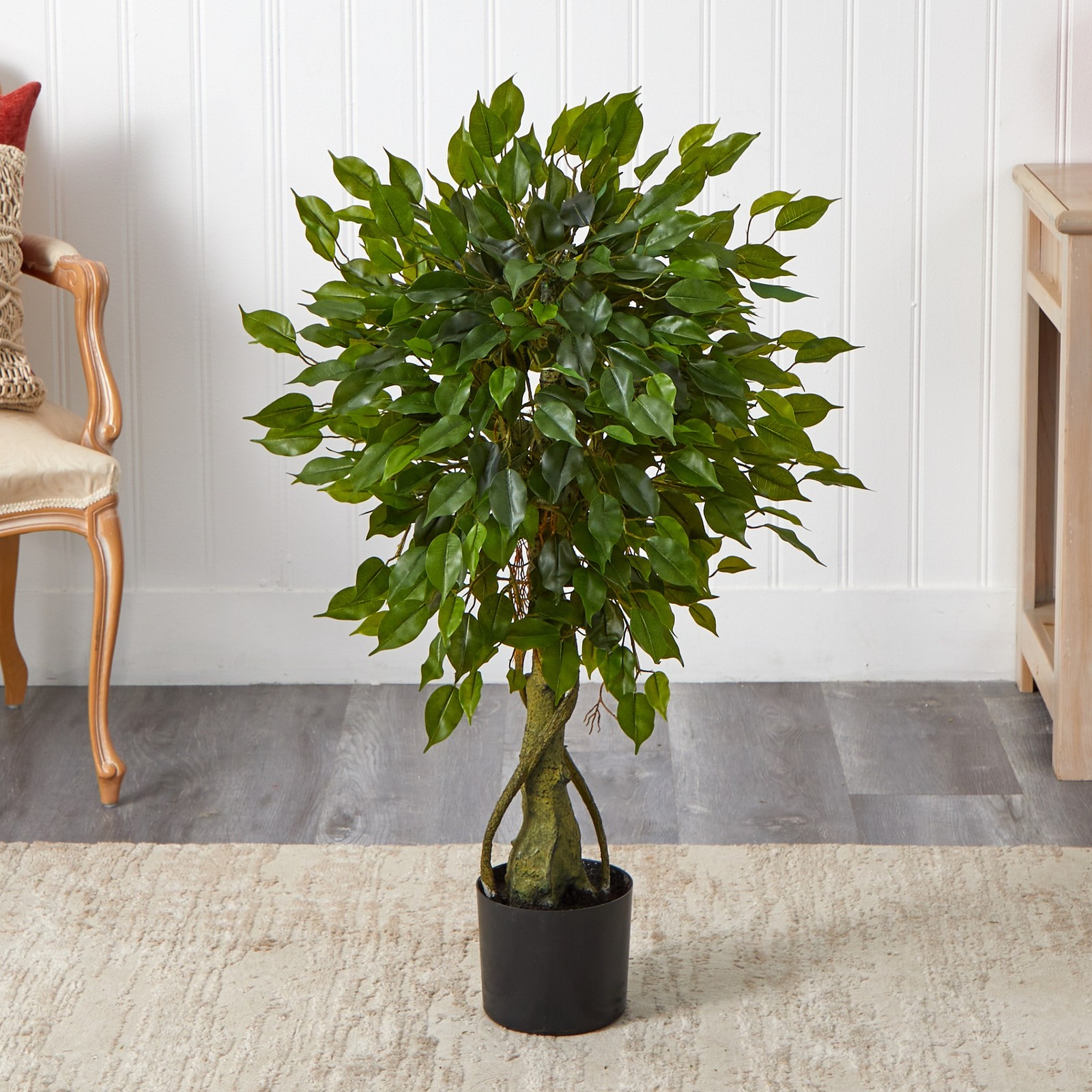 Nearly Natural 3ft Ficus Tree UV Resistant (Indoor/Outdoor) in Green
