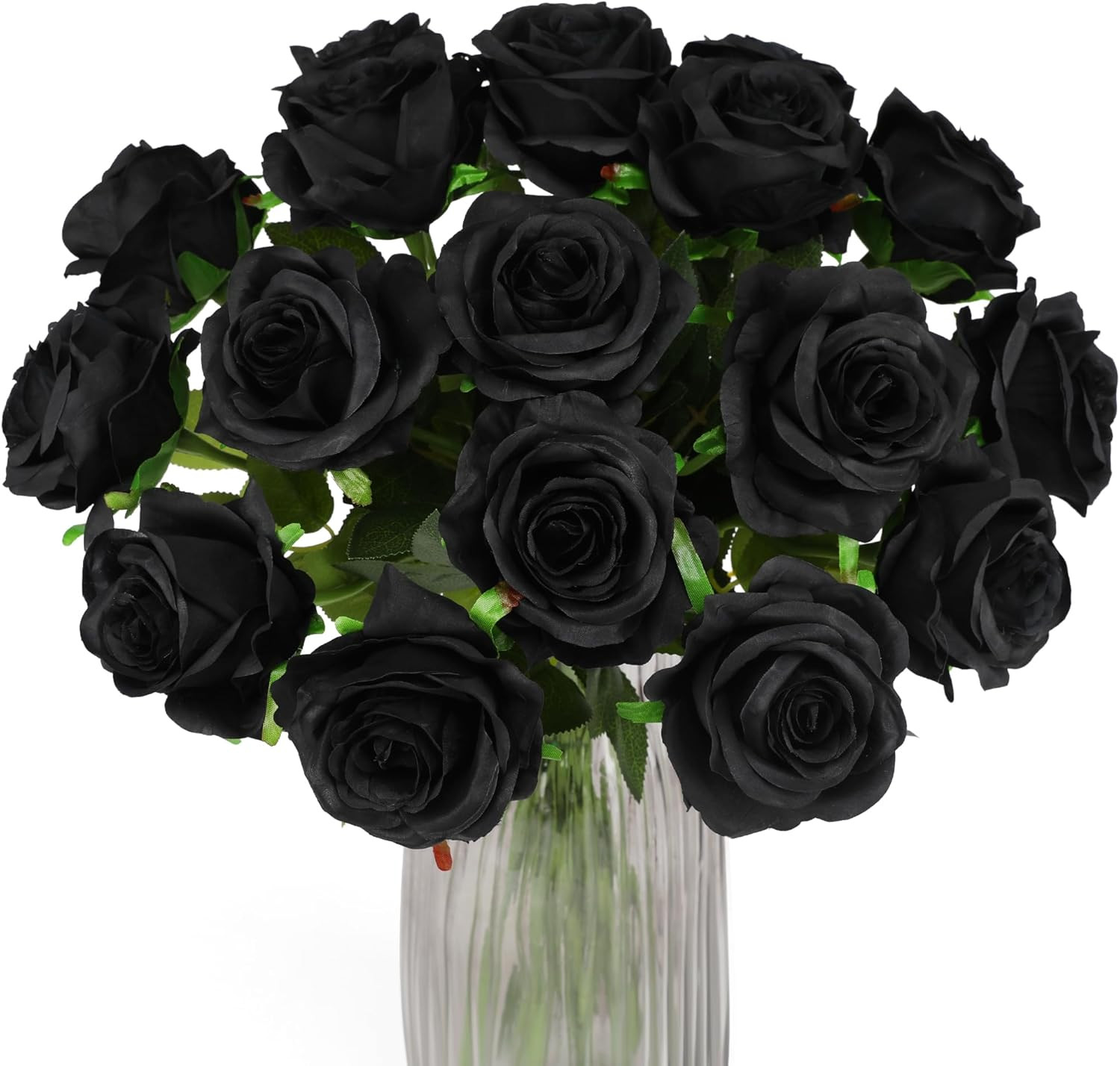 Black Fake Roses Artificial Flowers – 10 Pcs Fake Artificial Roses Silk Flowers