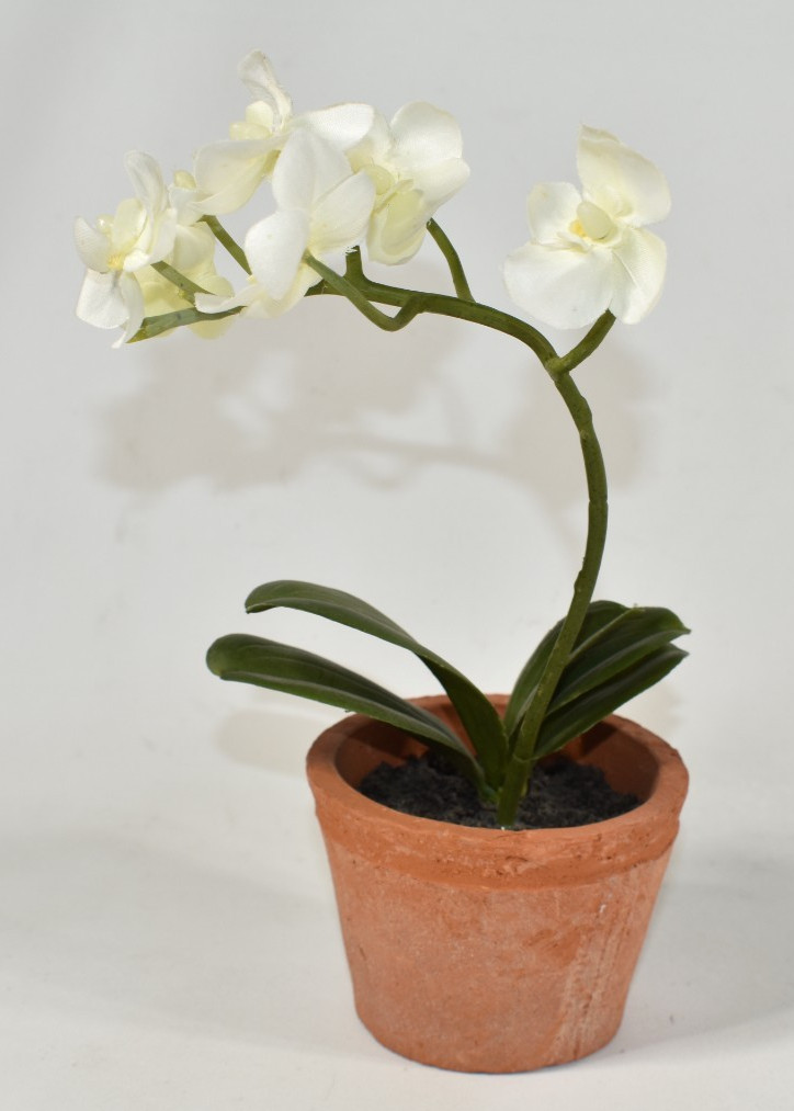 Pottery Barn Faux Flowers Potted Orchid Pot Small 9″ SAMPLE Marking on Bottom