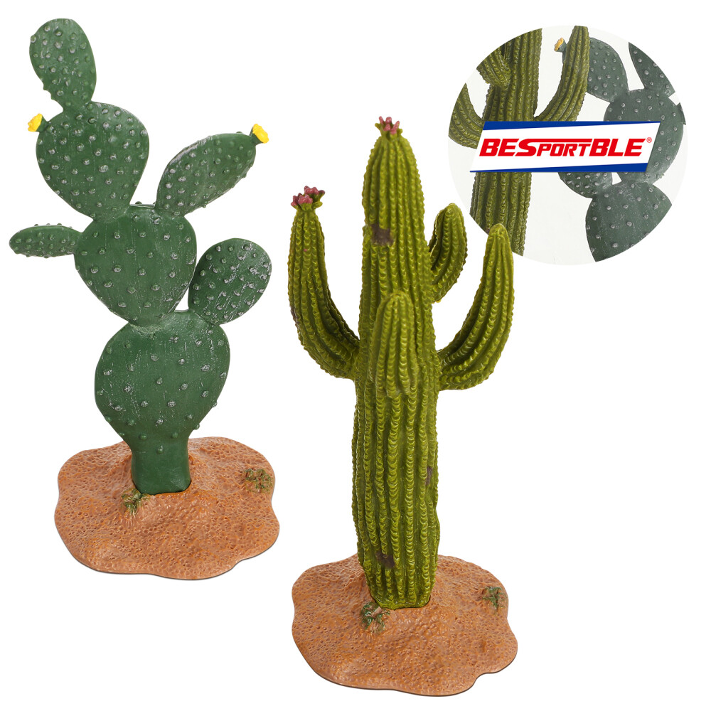 2 Pcs Decorative Cactus Artificial Plants Model Office Fake Greenery Décor