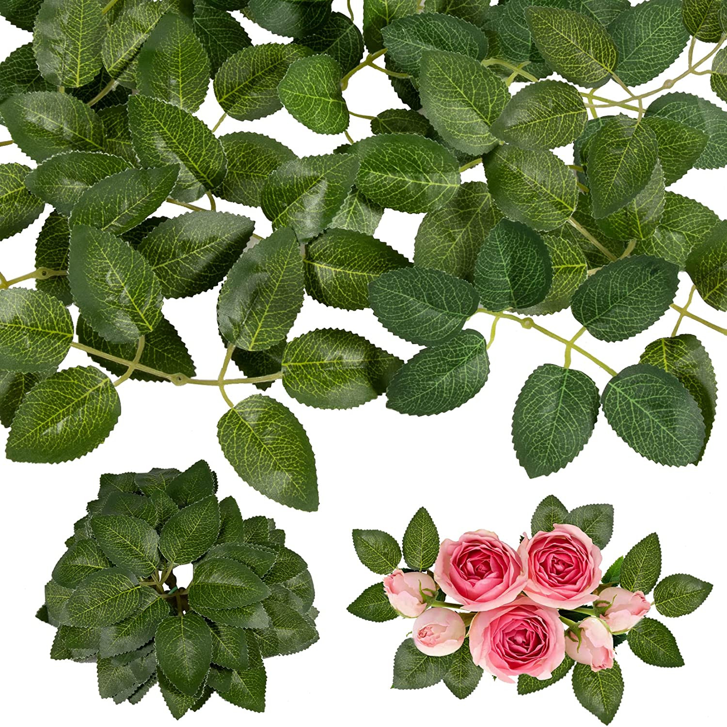 60PCS Rose Leaves Artificial – Fake Roses Leafs Green Leaves Artificial Flowers