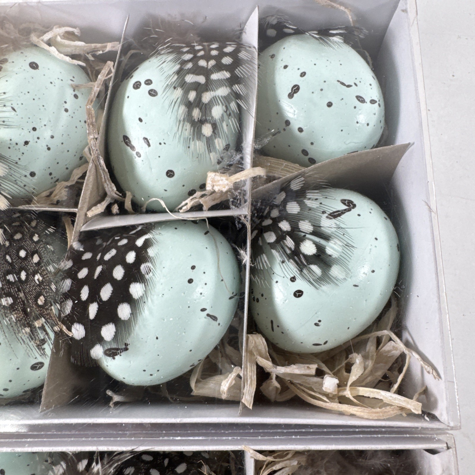 2x NEW OLD STOCK Vtg 2” Bird Blue Speckled Eggs Packs of 6