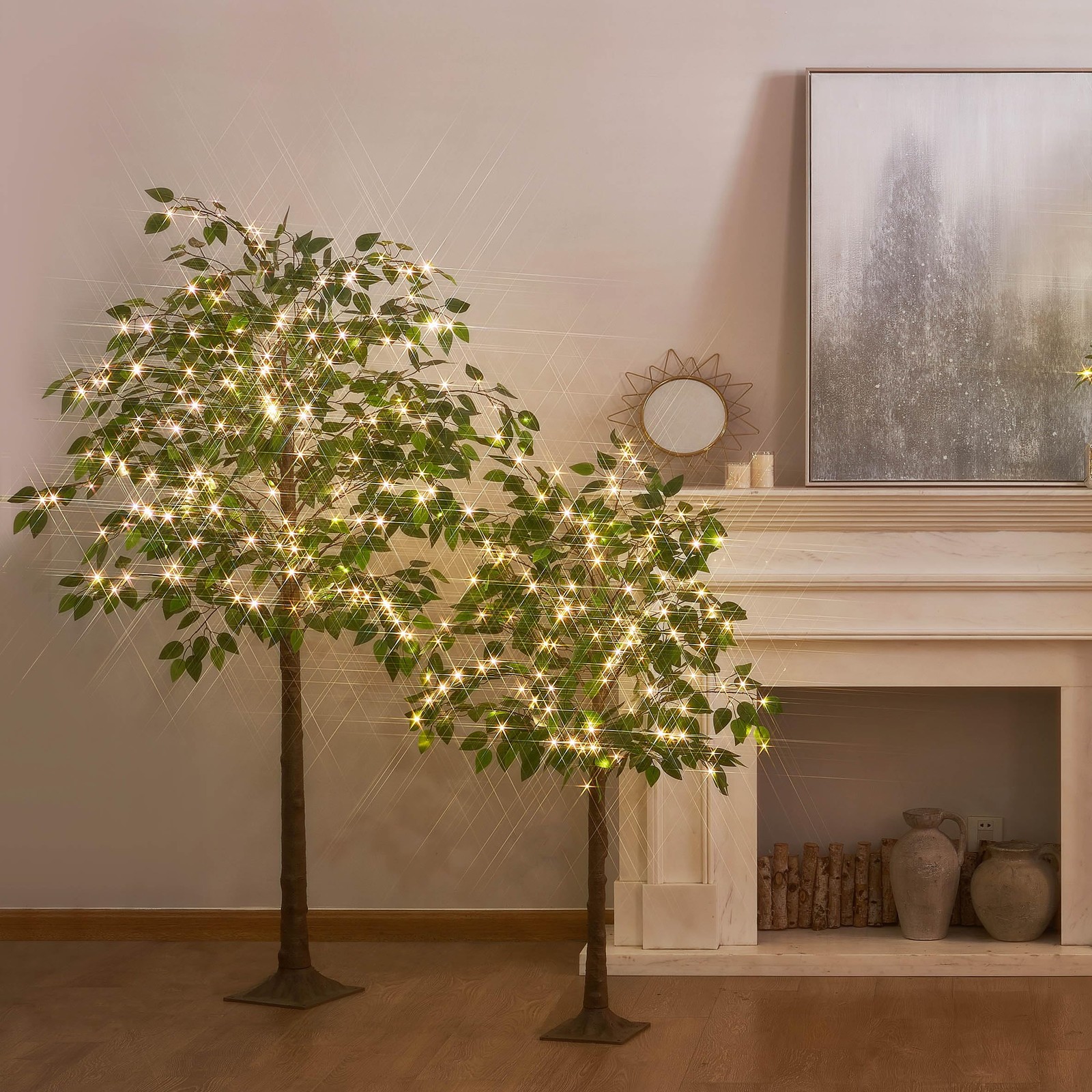Artificial Ficus Silk Tree Lights 6FT 264 LED Fairy Lights, Faux Plant Tree w…