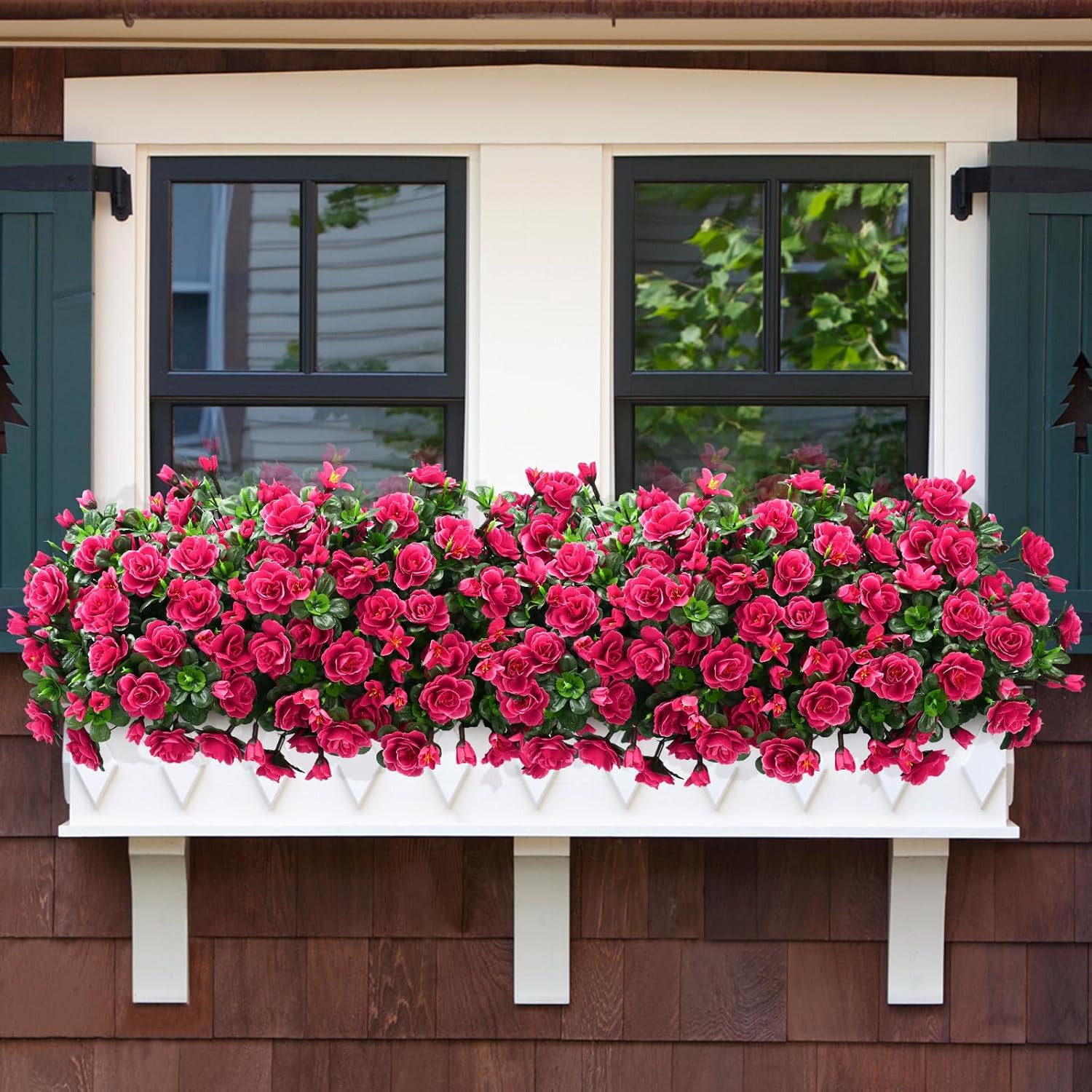 Artificial Flowers for Outdoors Decoration, 4 Bundles UV Resistant Fake Outdoor