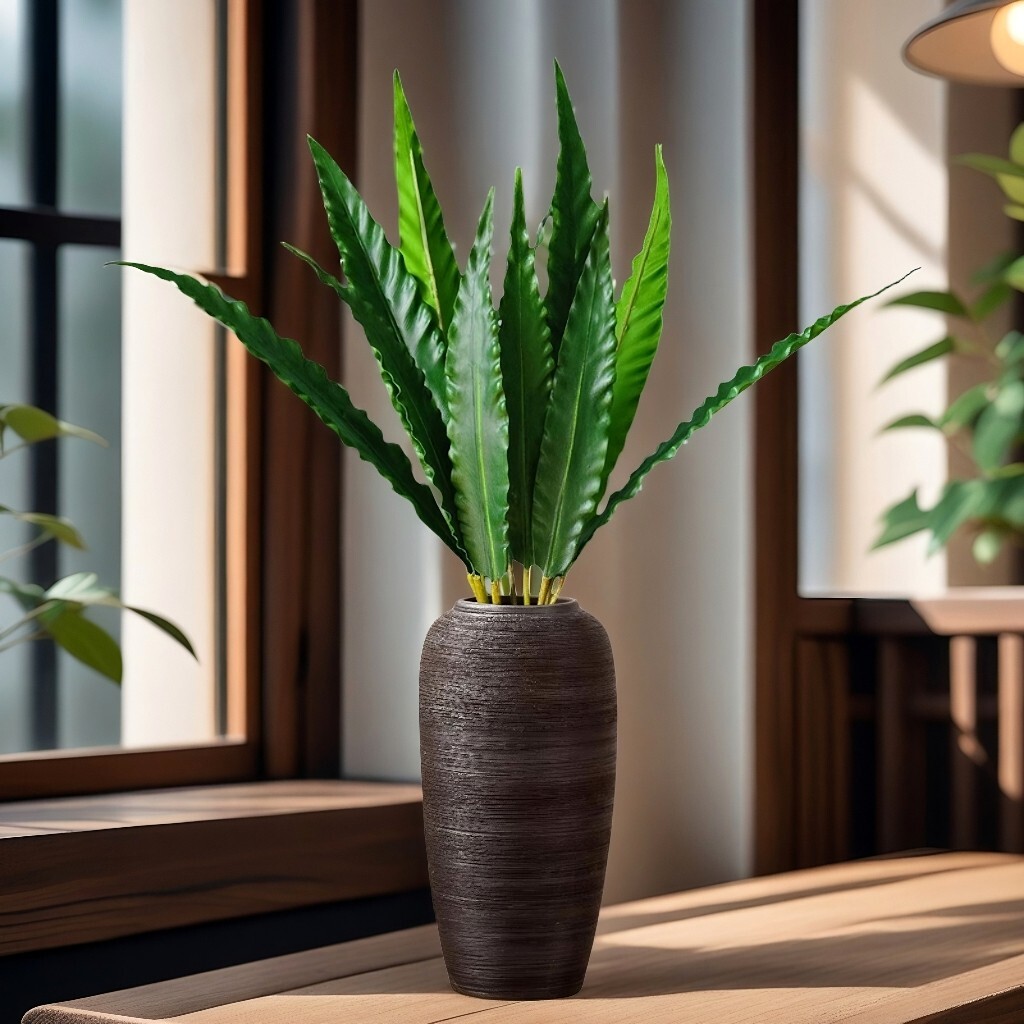 12-stems /29″ Artificial Bird’s Nest Fern Asplenium for Indoor and outdoor decor