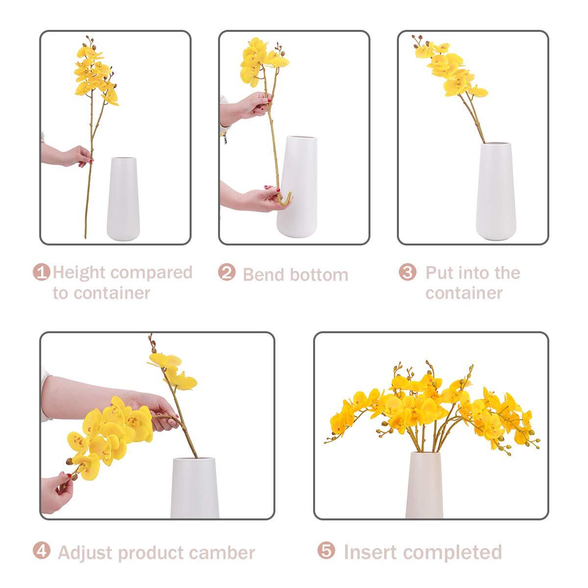 Artificial Orchid Faux Flowers Butterfly Orchid 4 Pcs Real Touch Double Branc…
