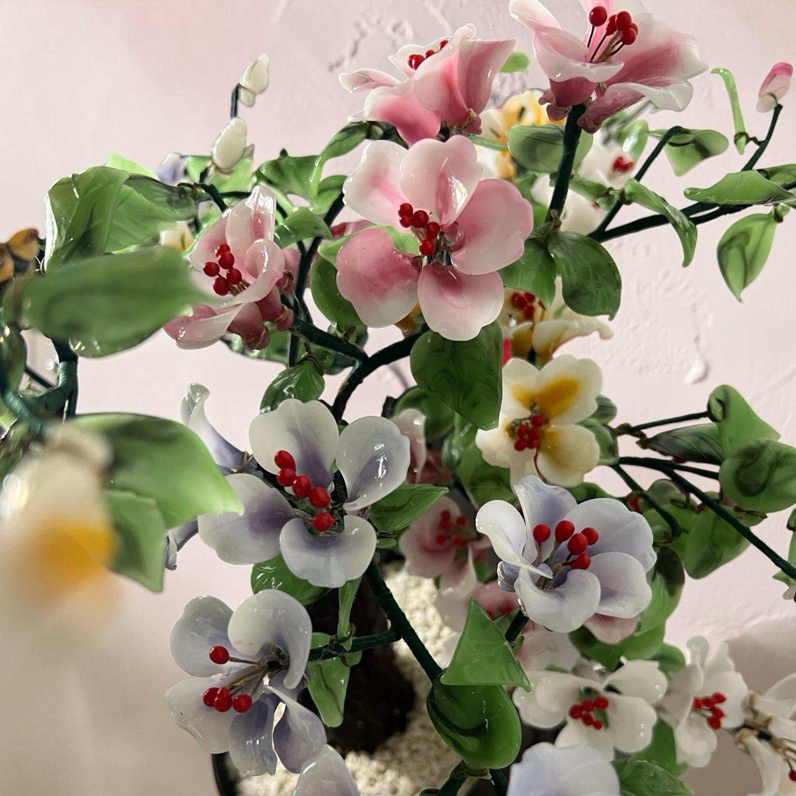 Vintage Large Glass Flower Bonsai Tree Sculpture Handcrafted Flo Arrangement 37”