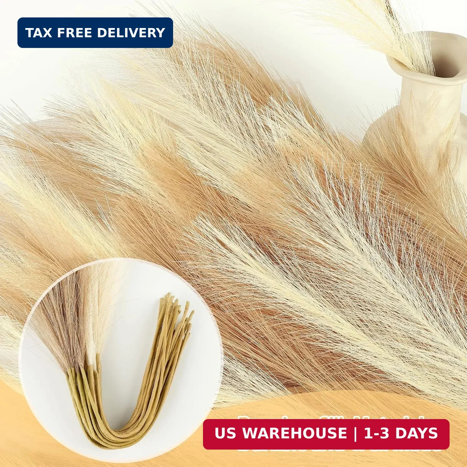 Pampas Grass Decor 30 Pcs 21.7 Inch Faux Brown Pampas Grass Bulk Artificial Drie