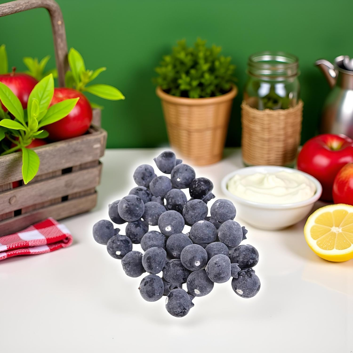 20 Pcs Artificial Blueberries Plastic Fake Blue Berry Plants Realistic Artificia