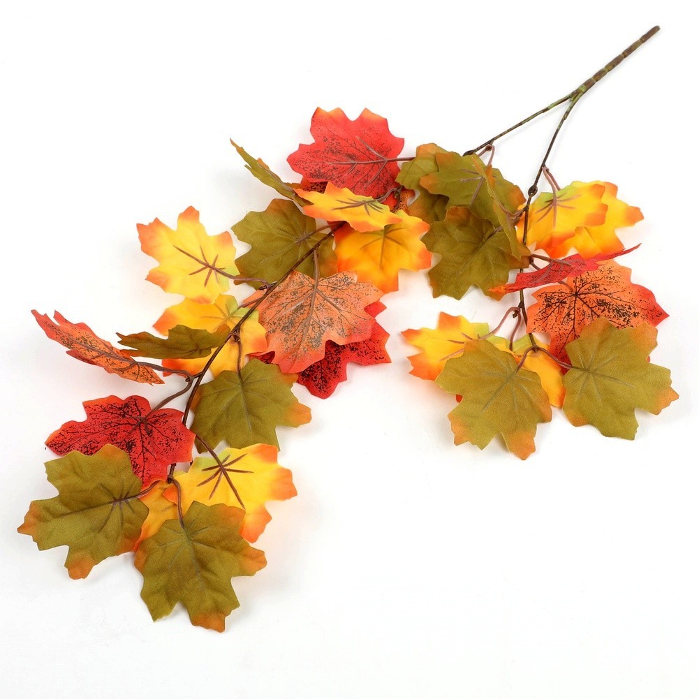 Artificial Maple Leaf Vine Wall Hanging with Pan Fabric and Pixel Cloth