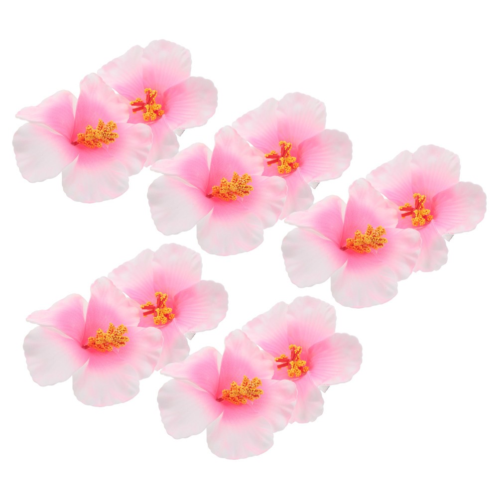 10Pcs Reusable Pink Hawaiian Hibiscus Flowers for Party Favors and Decor