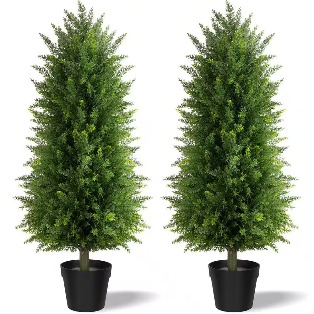 3 Ft. Artificial Cedar Trees Natural Faux Plants Fake Pine Cypress Trees Plant f