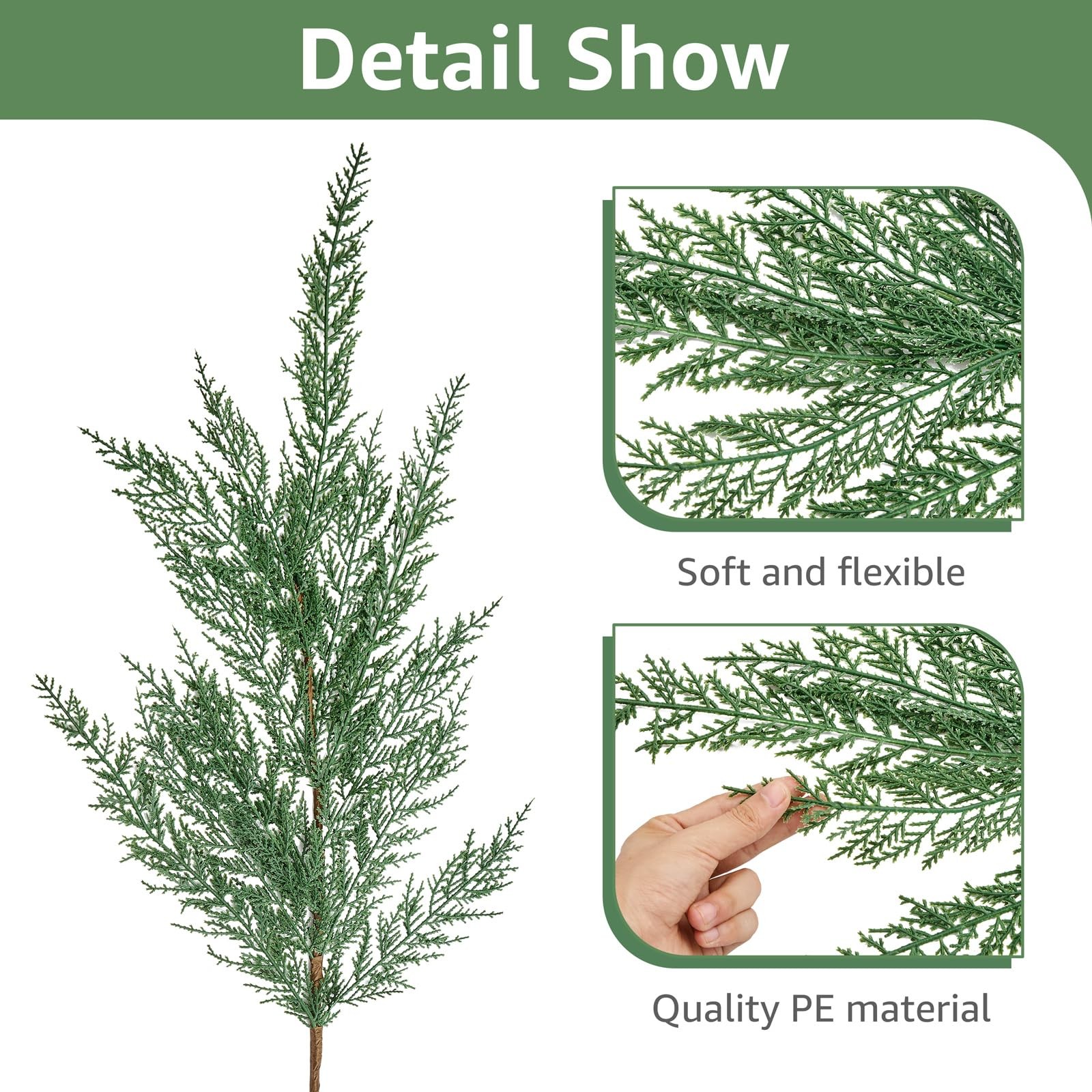Christmas Cypress Stems for Vases Cedar – Real Touch Realistic Artificial Fau…