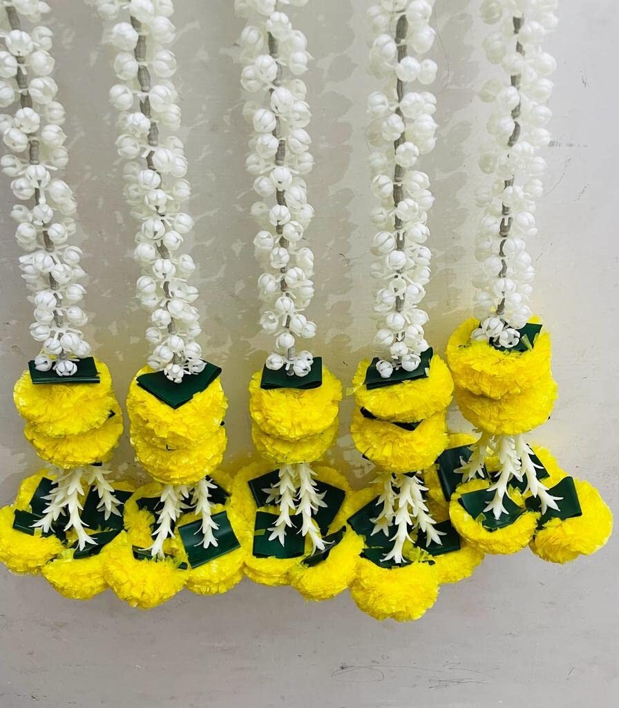 Artificial Marigold,Jasmine,Lily,Green Leaves Tassles Garlands/Wall hangings for