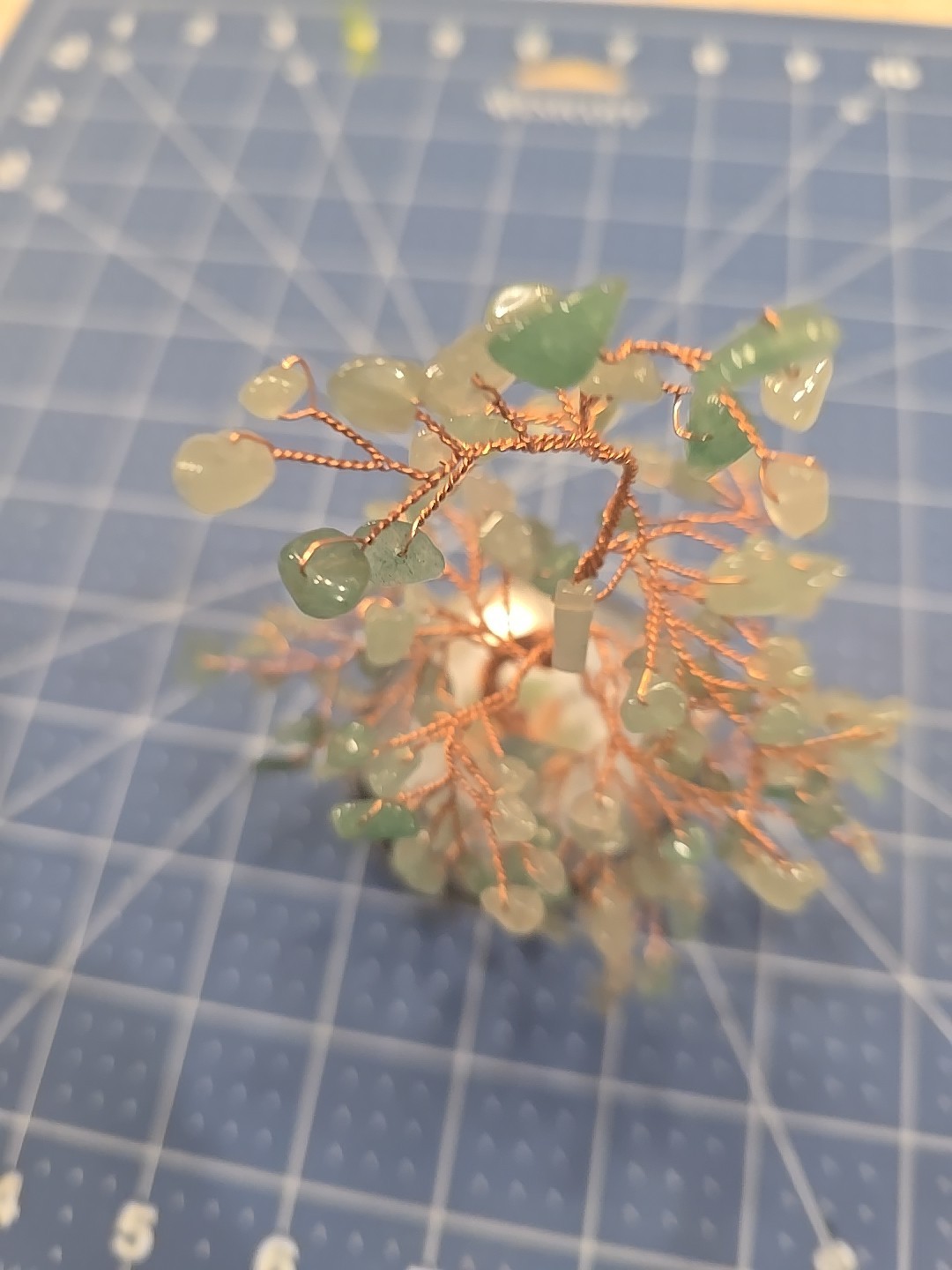 Crystal Tree Healing Natural Green Gemstone Stone Base Copper Wire Handmade