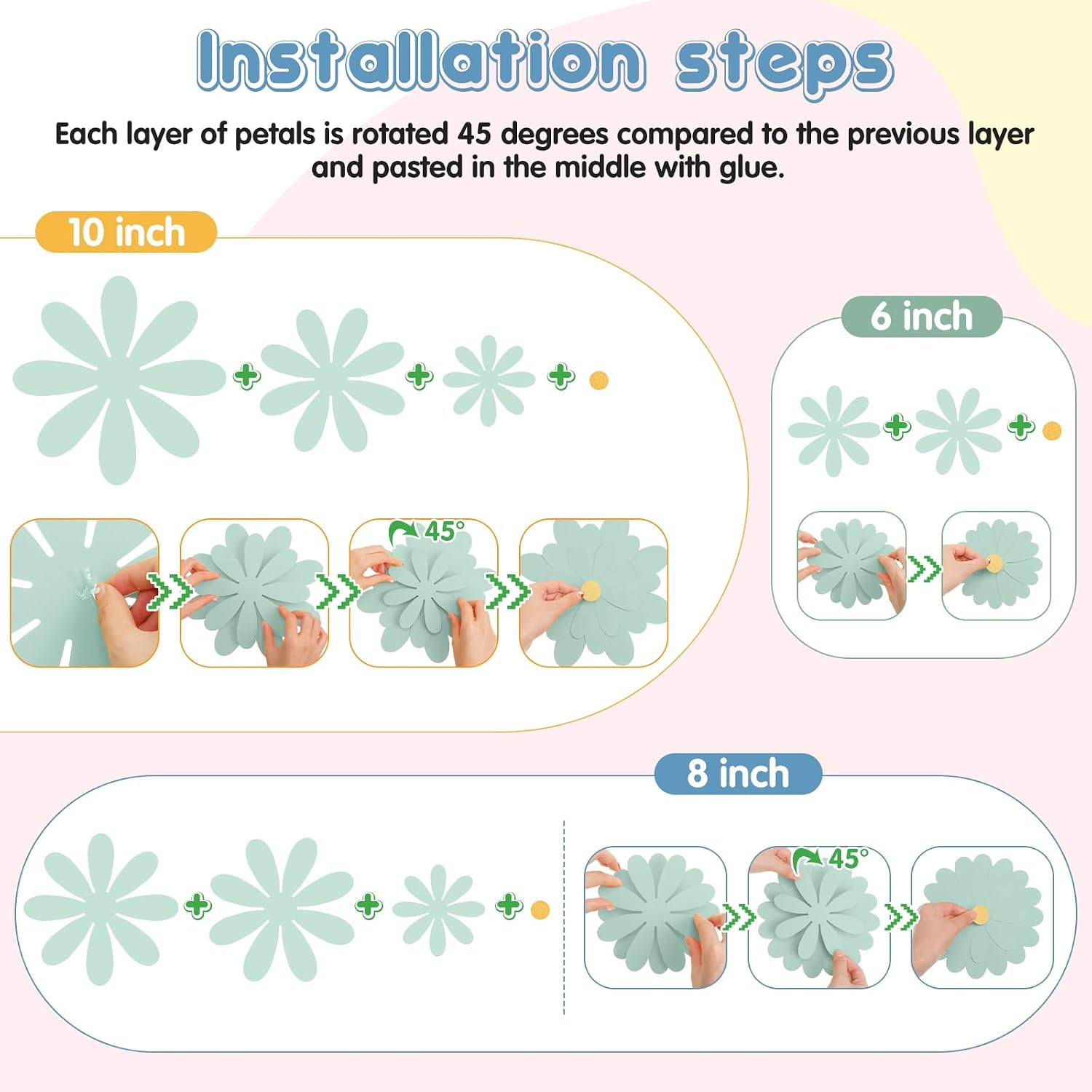 18 Pcs Paper Flowers Decorations for Wall DIY Flower Bulletin Board 3D Paper Flo